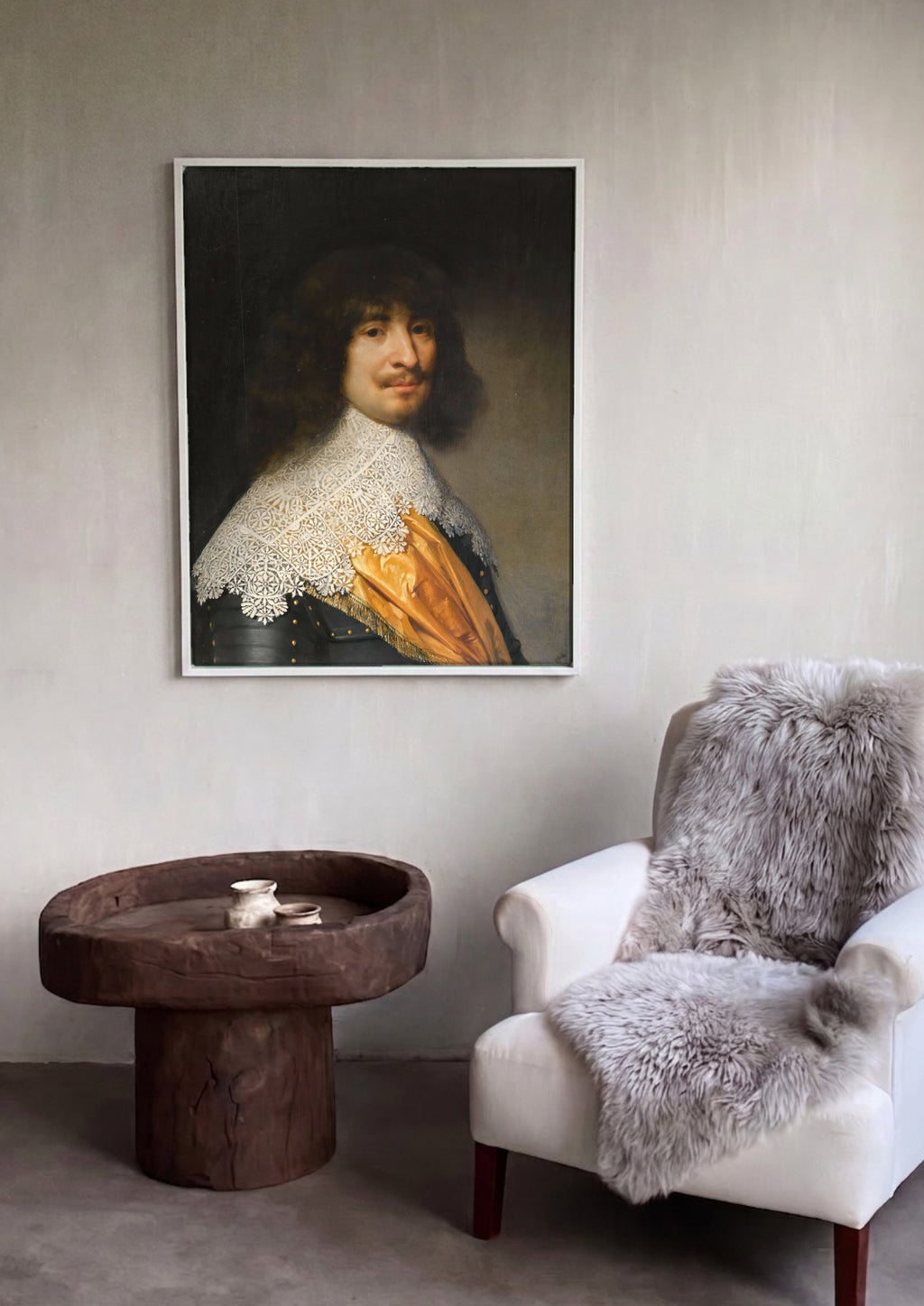 Quadro Decorativo Retrato Cavalheiro - Gerard van Honthorst em ambiente decorado