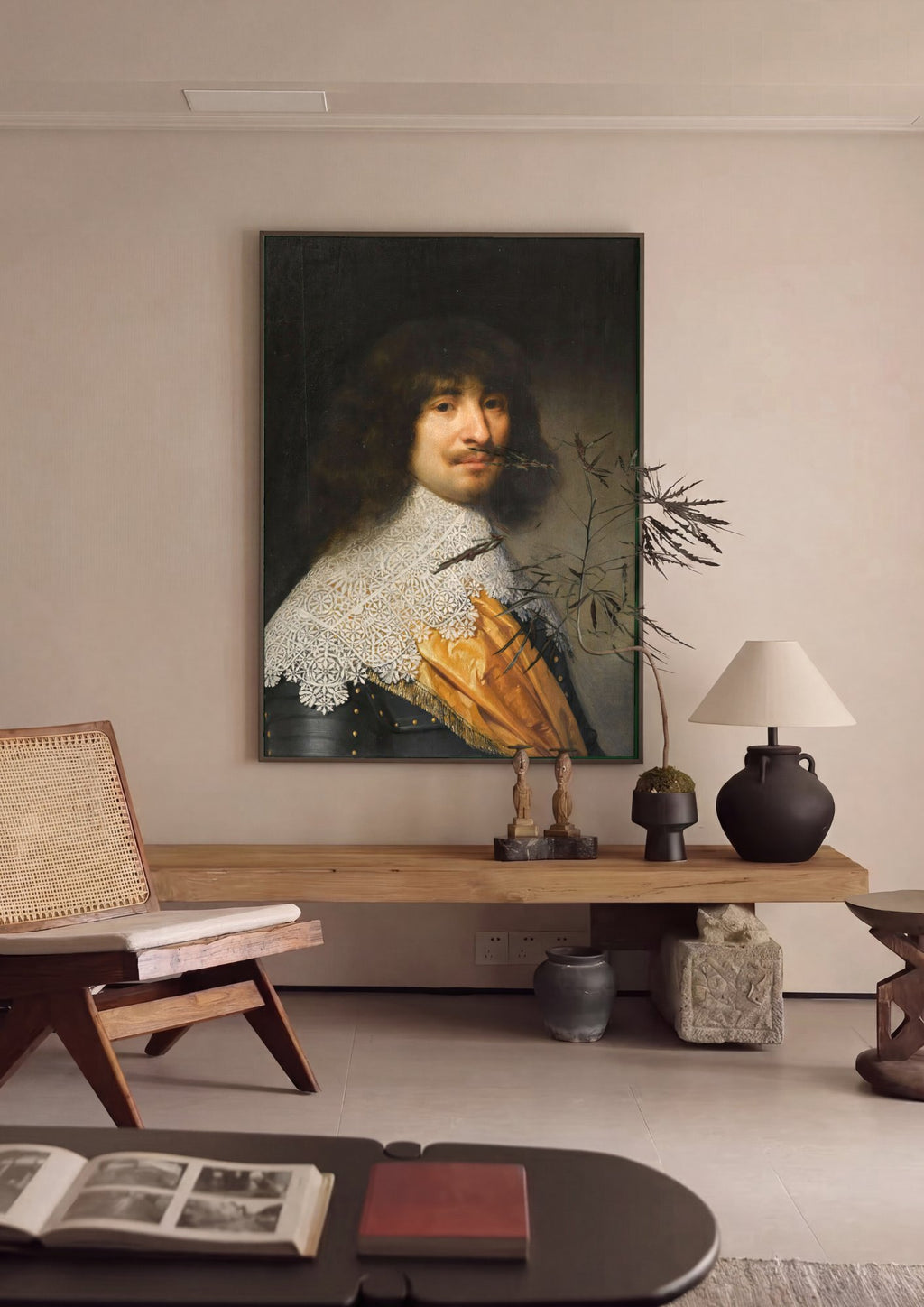 Quadro Decorativo Retrato Cavalheiro - Gerard van Honthorst em ambiente decorado