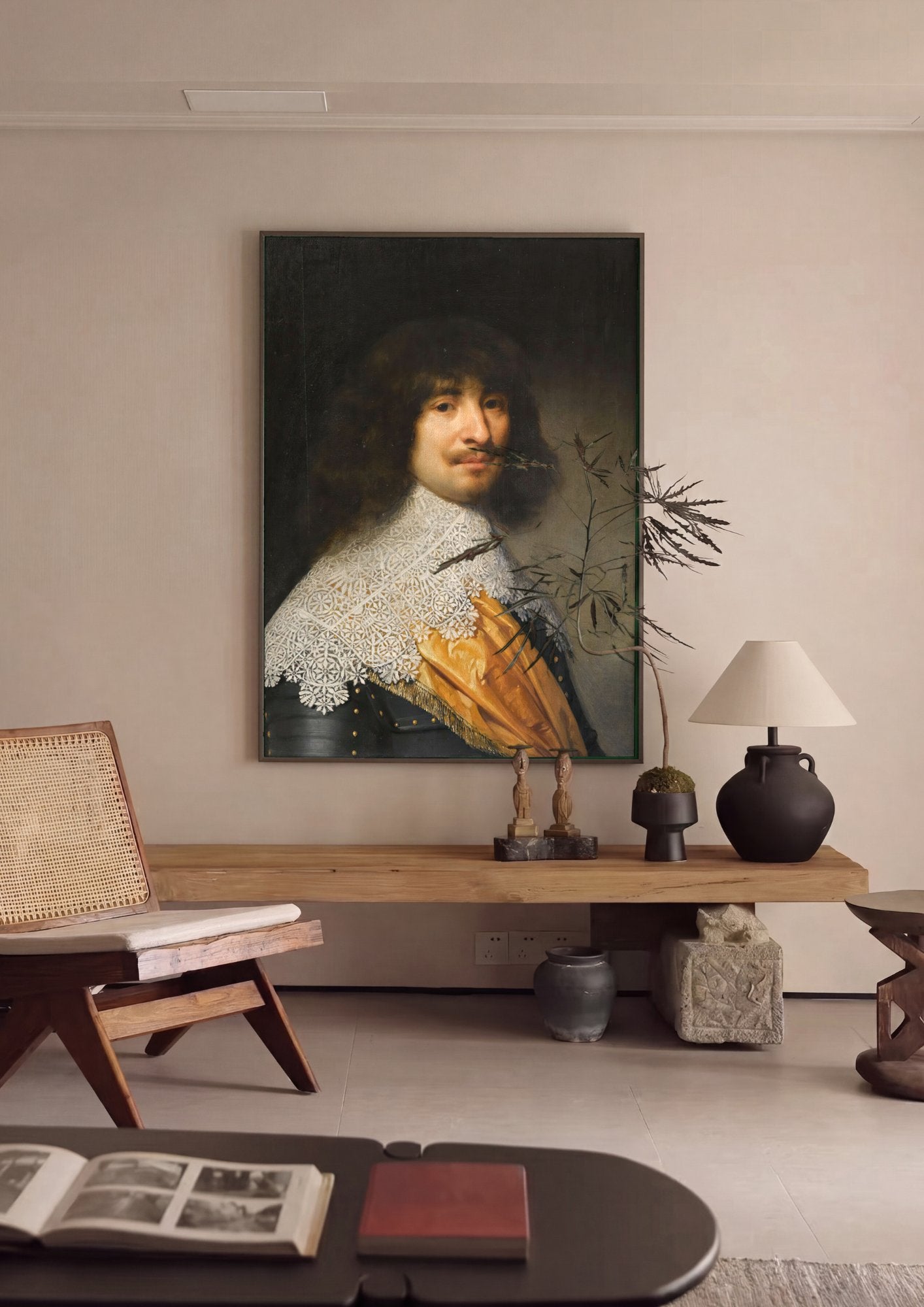 Quadro Decorativo Retrato Cavalheiro - Gerard van Honthorst em ambiente decorado