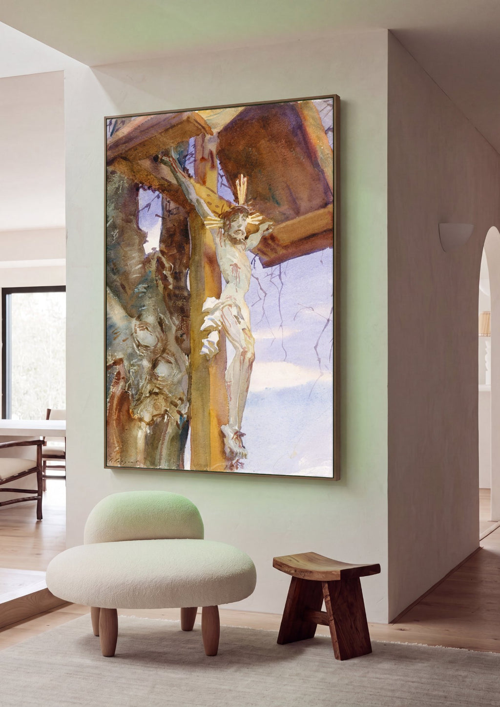 Quadro Decorativo Crucifixo - John Singer Sargent em ambiente decorado
