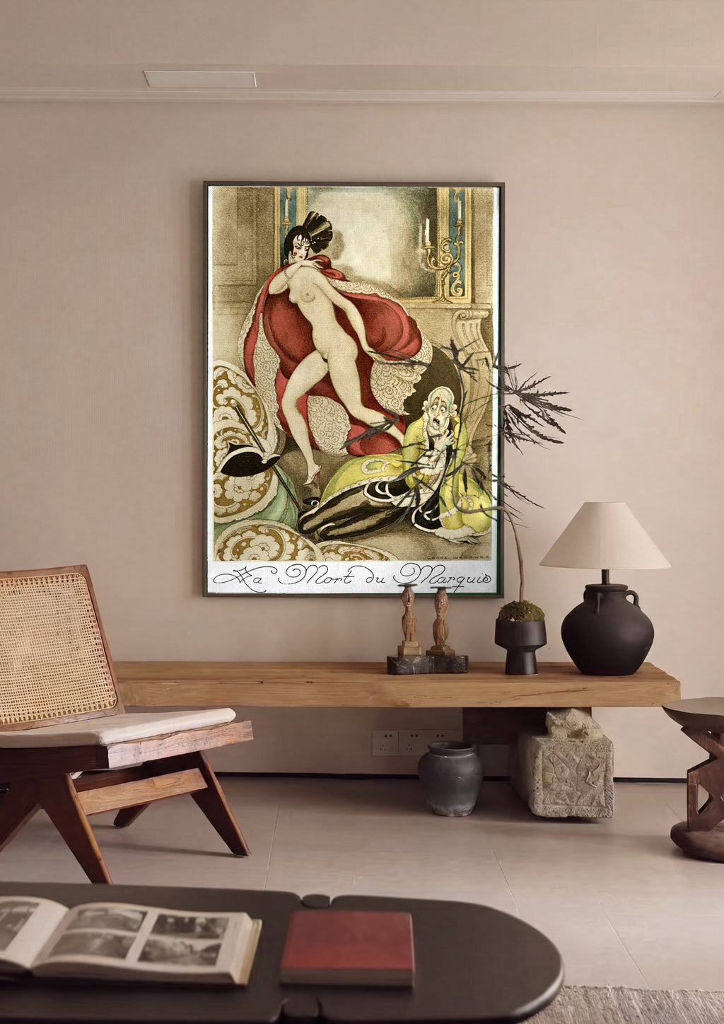 Quadro Decorativo La Mort du Marquis - Gerda Wegener em ambiente decorado