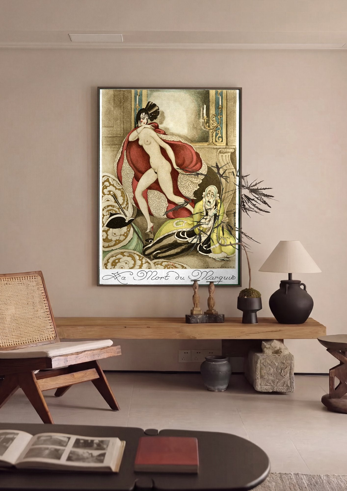 Quadro Decorativo La Mort du Marquis - Gerda Wegener em ambiente decorado