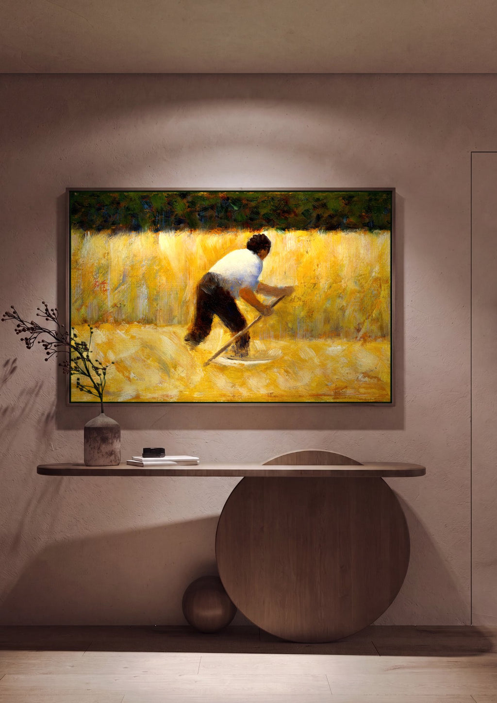Quadro Decorativo Campo de Trigo - Georges Seurat em ambiente decorado