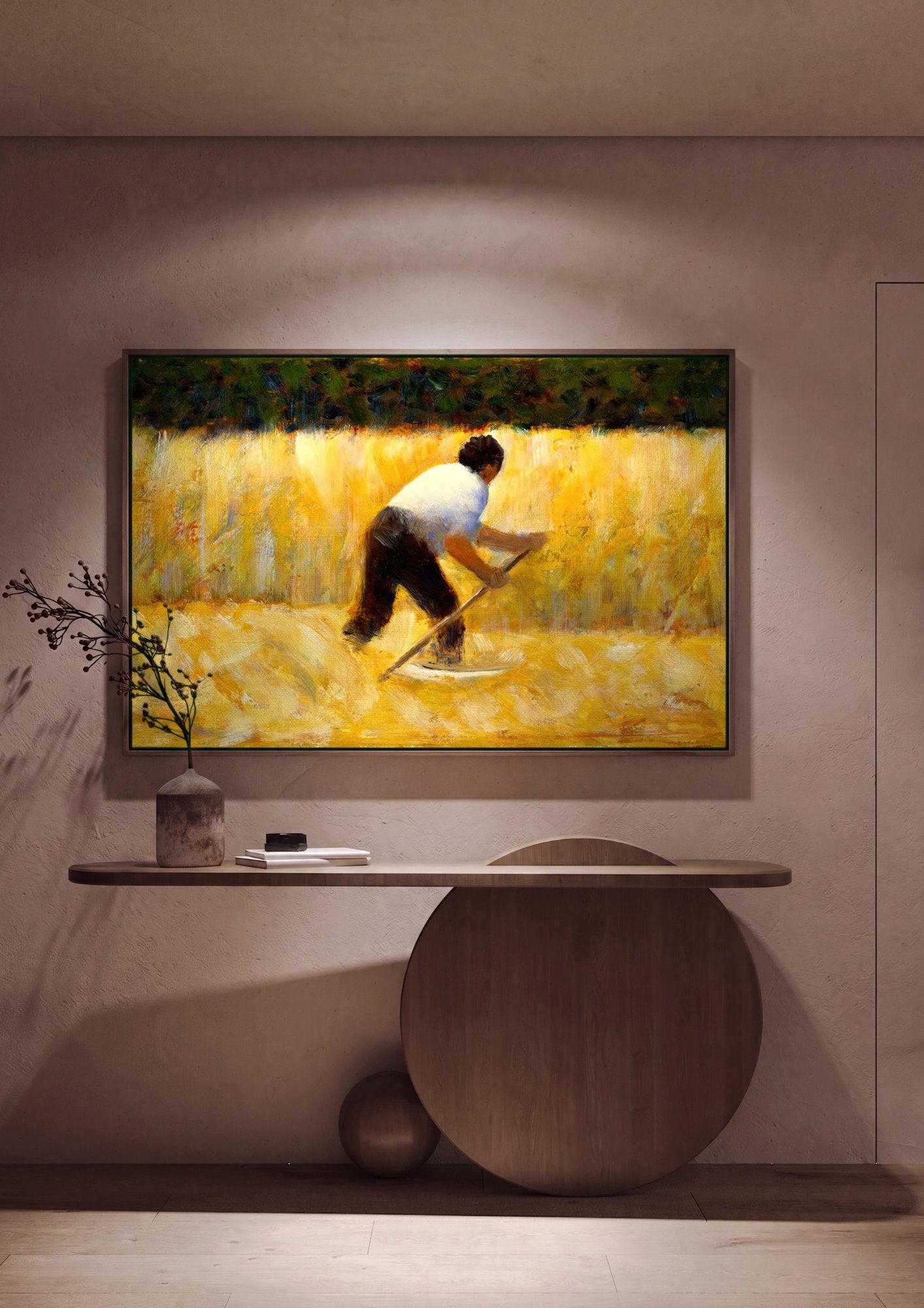 Quadro Decorativo Campo de Trigo - Georges Seurat em ambiente decorado