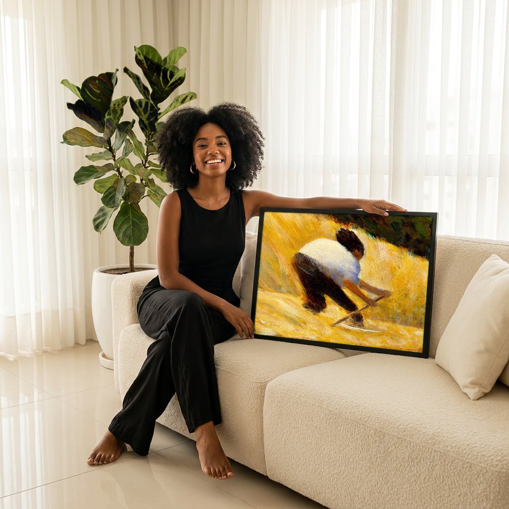 Quadro Decorativo Campo de Trigo - Georges Seurat com modelo em ambiente