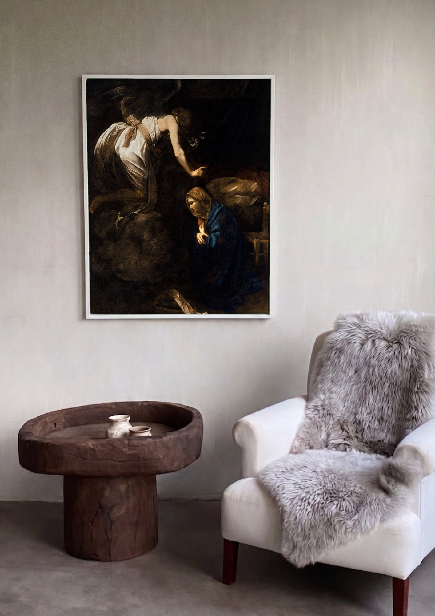 Quadro Decorativo A Anunciação - Caravaggio em ambiente decorado