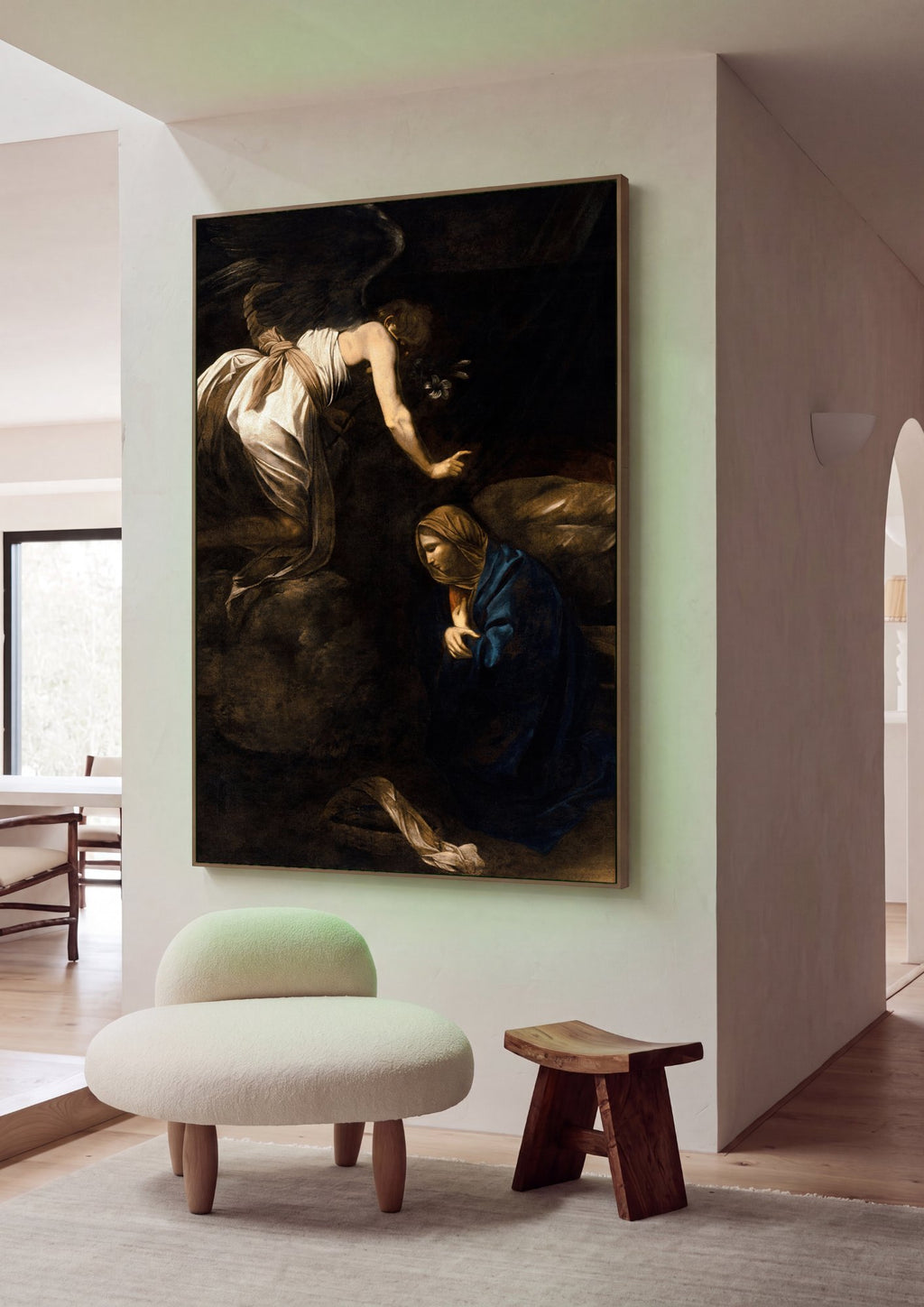 Quadro Decorativo A Anunciação - Caravaggio em ambiente decorado