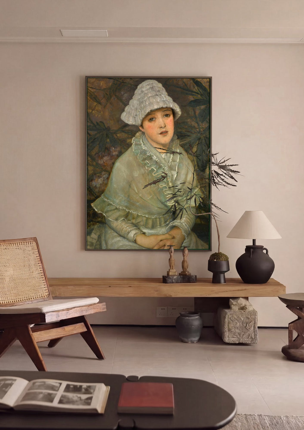 Quadro Decorativo 'Portrait of a Young Girl' - John Atkinson Grimshaw em ambiente decorado