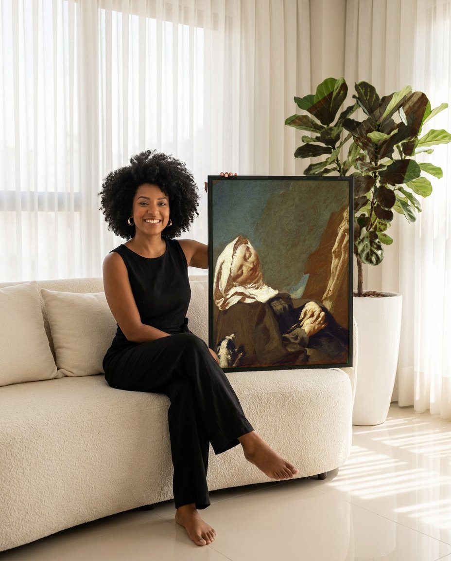 Quadro Decorativo A Morte de São José - Giovanni Battista Piazzetta com modelo em ambiente