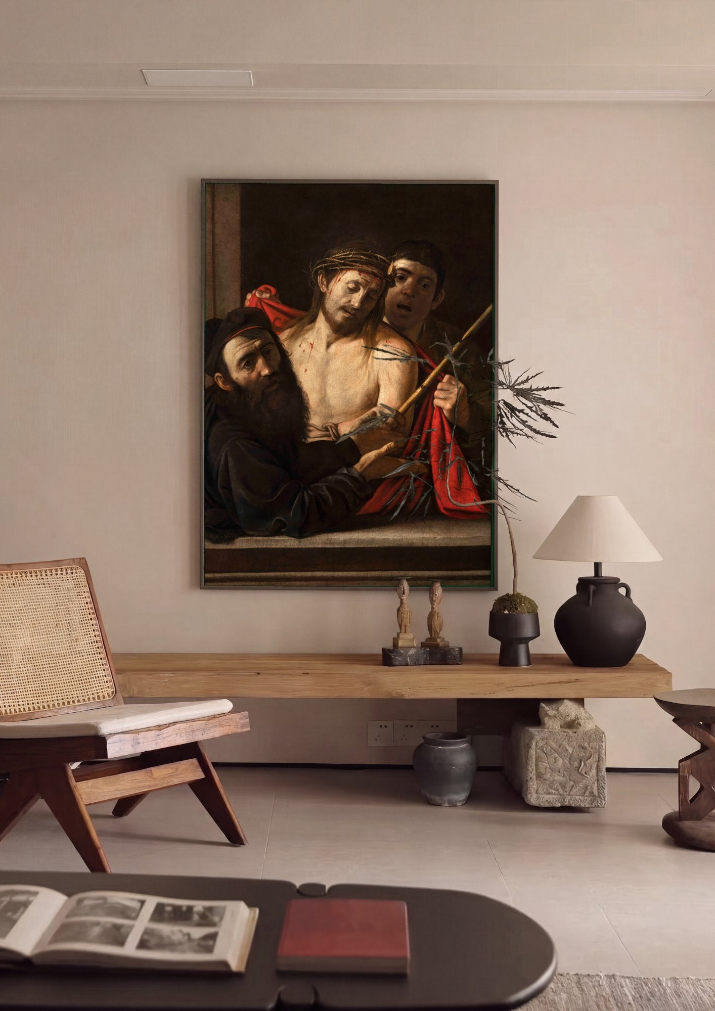 Quadro Decorativo Ecce Homo - Caravaggio em ambiente decorado