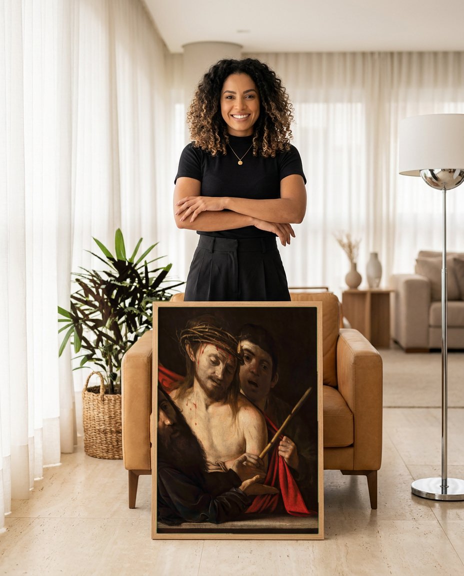 Quadro Decorativo Ecce Homo - Caravaggio com modelo em ambiente