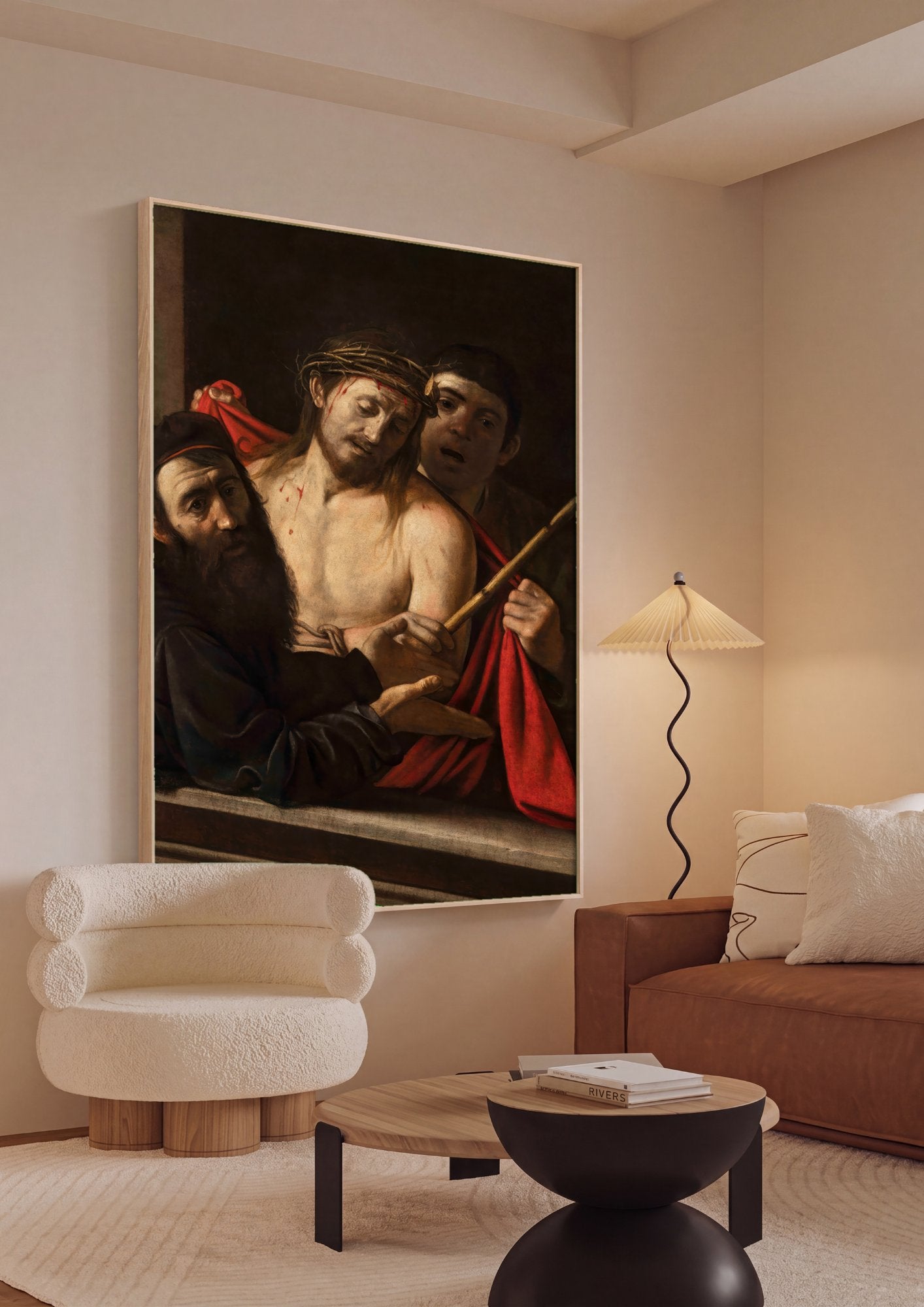 Quadro Decorativo Ecce Homo - Caravaggio em ambiente decorado