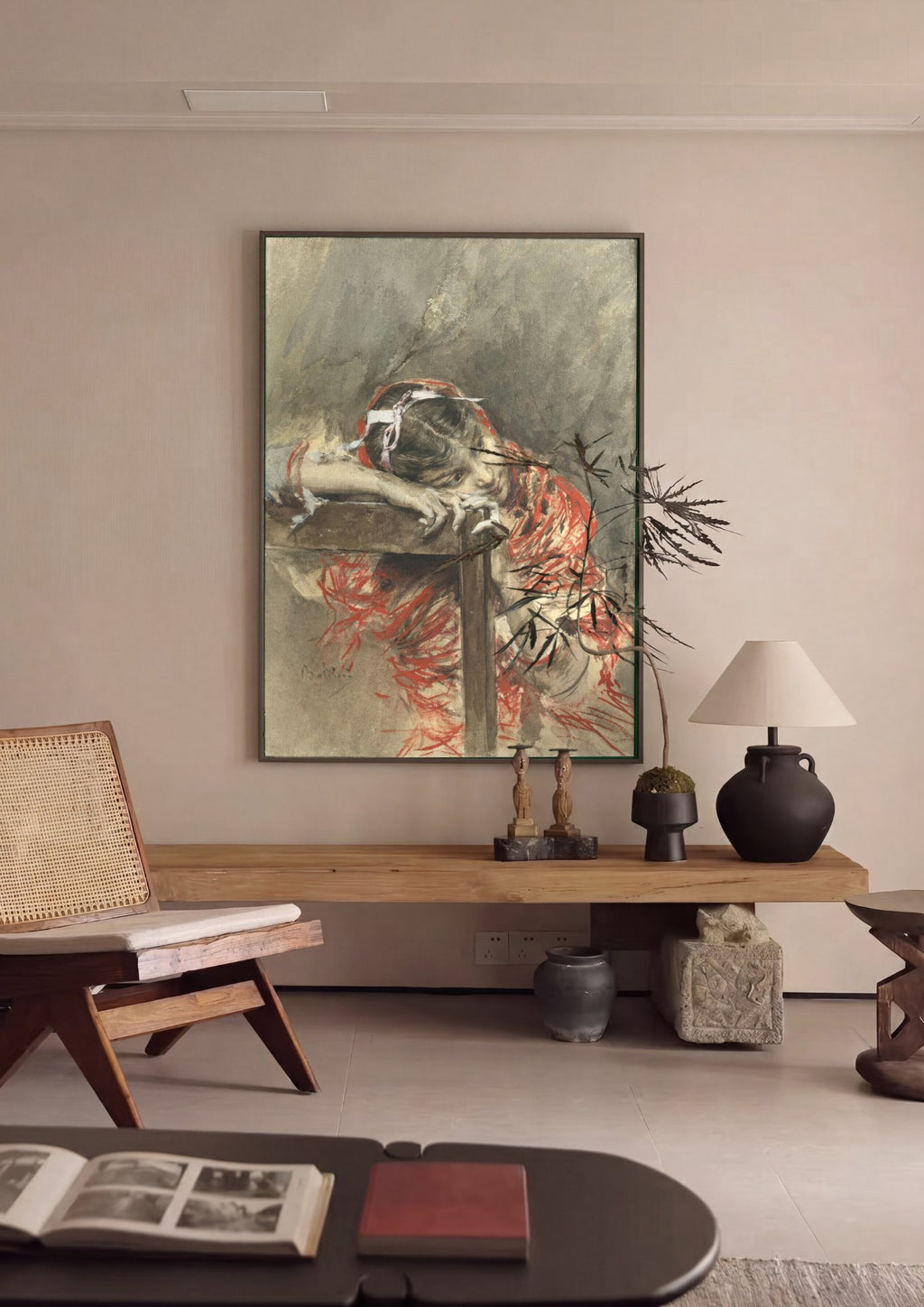 Quadro Decorativo A Mulher na Janela - Giovanni Boldini em ambiente decorado