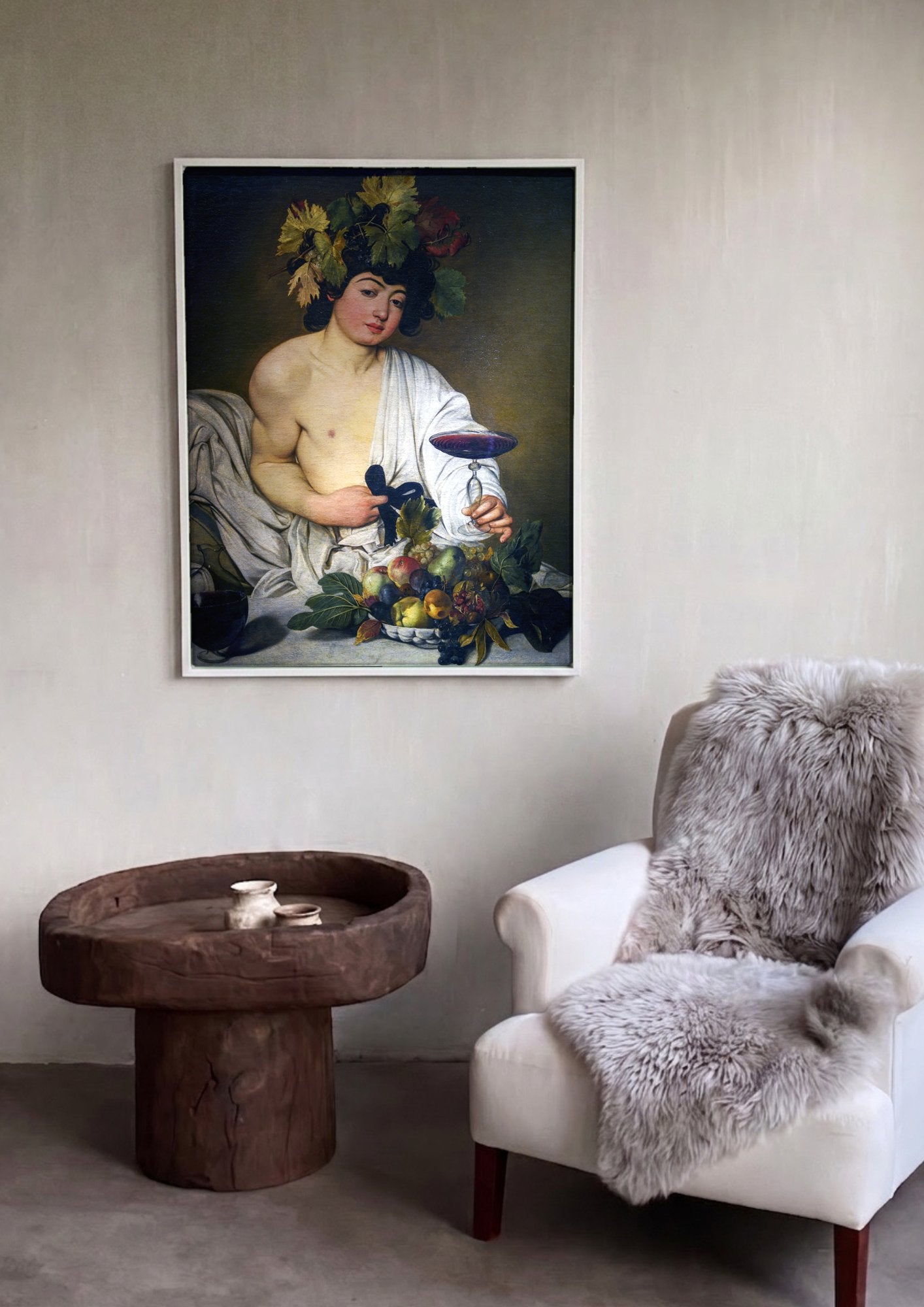 Quadro Decorativo Baco Jovem - Caravaggio em ambiente decorado