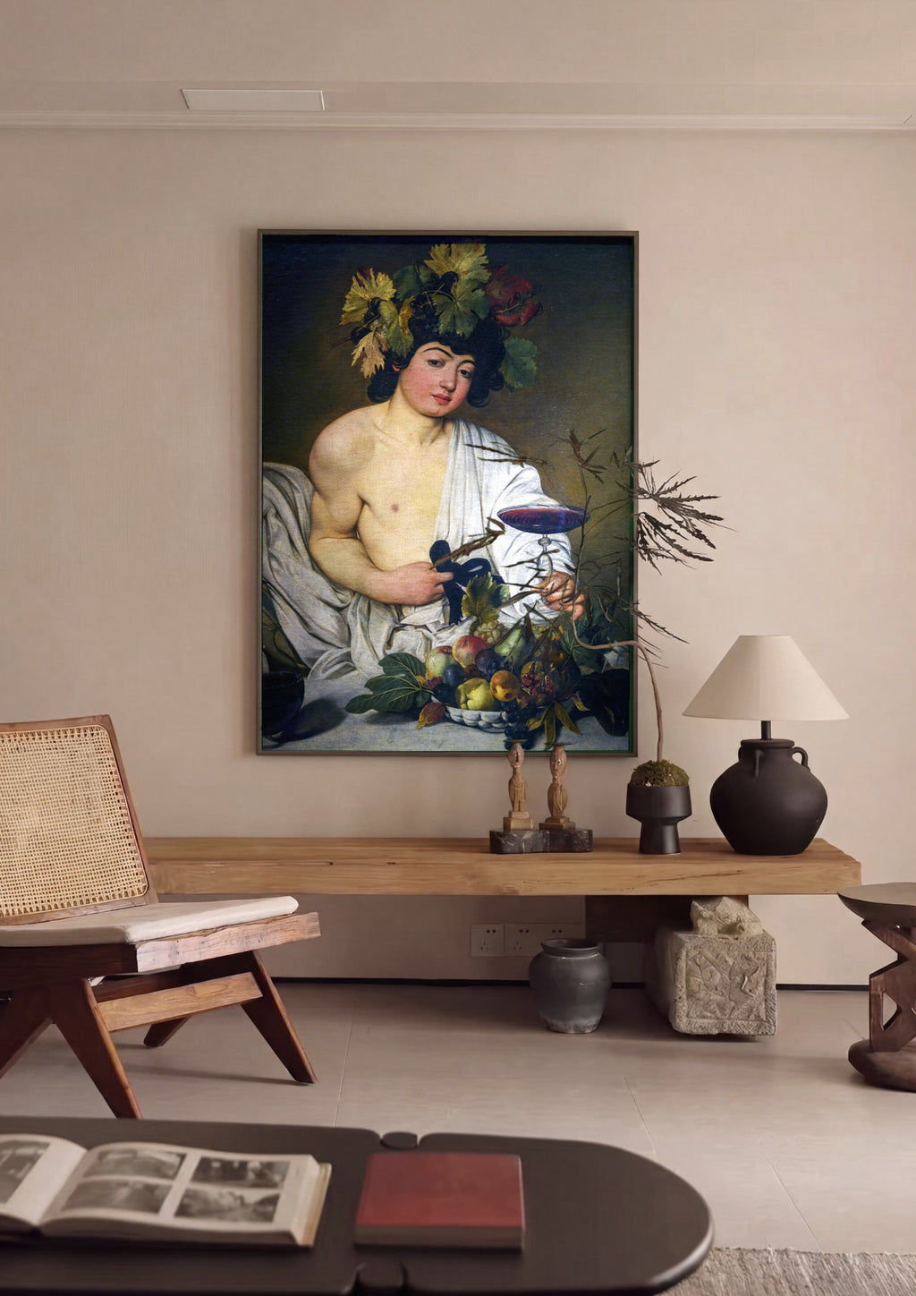 Quadro Decorativo Baco Jovem - Caravaggio em ambiente decorado