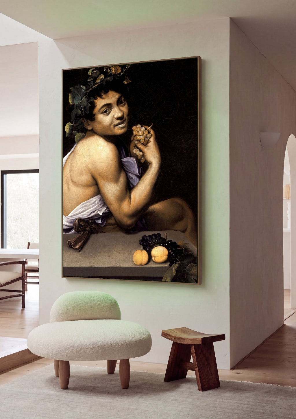 Quadro Decorativo Baco Jovem - Caravaggio em ambiente decorado