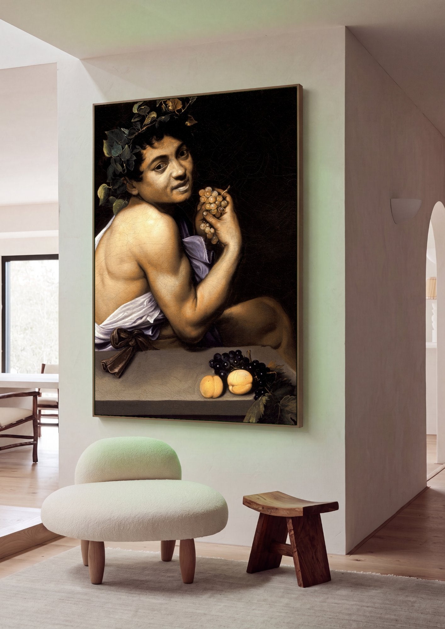 Quadro Decorativo Baco Jovem - Caravaggio em ambiente decorado