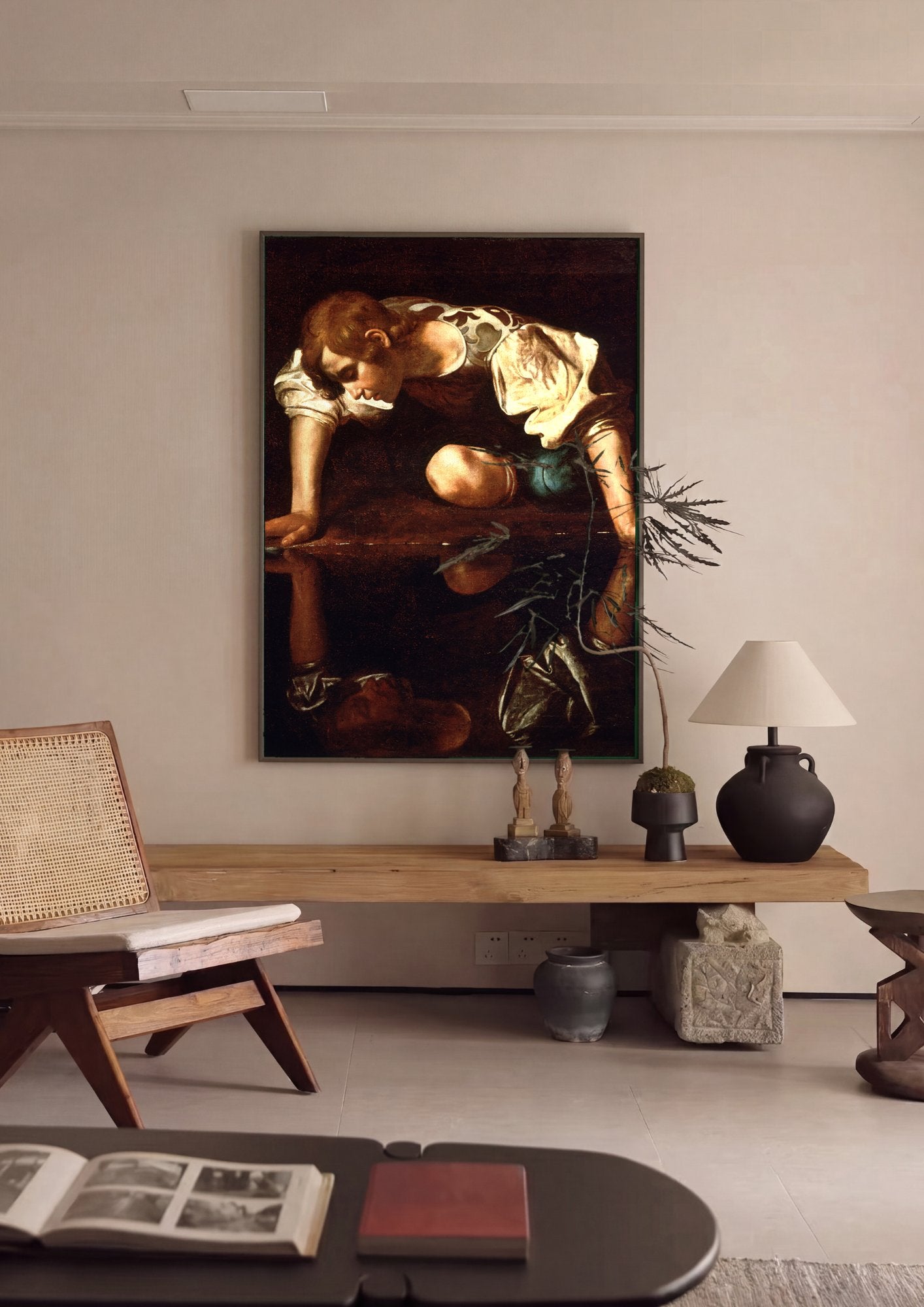 Quadro Decorativo Narciso - Caravaggio em ambiente decorado