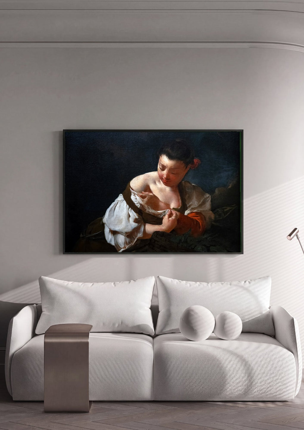 Quadro Decorativo A Jovem Cozinheira - Giovanni Battista Piazzetta em ambiente decorado