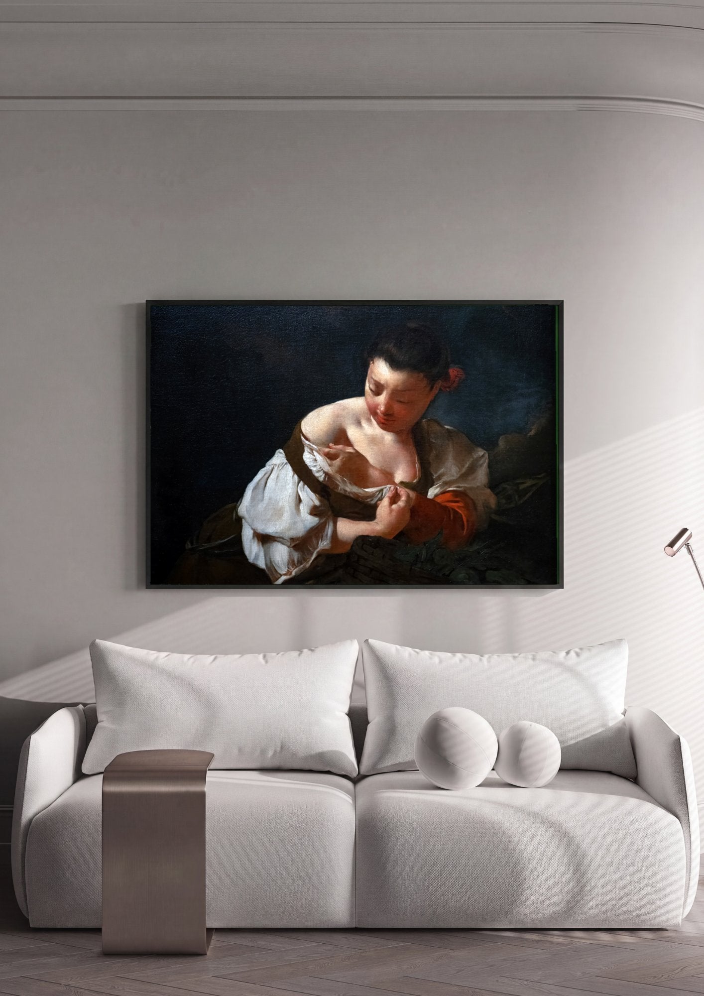 Quadro Decorativo A Jovem Cozinheira - Giovanni Battista Piazzetta em ambiente decorado