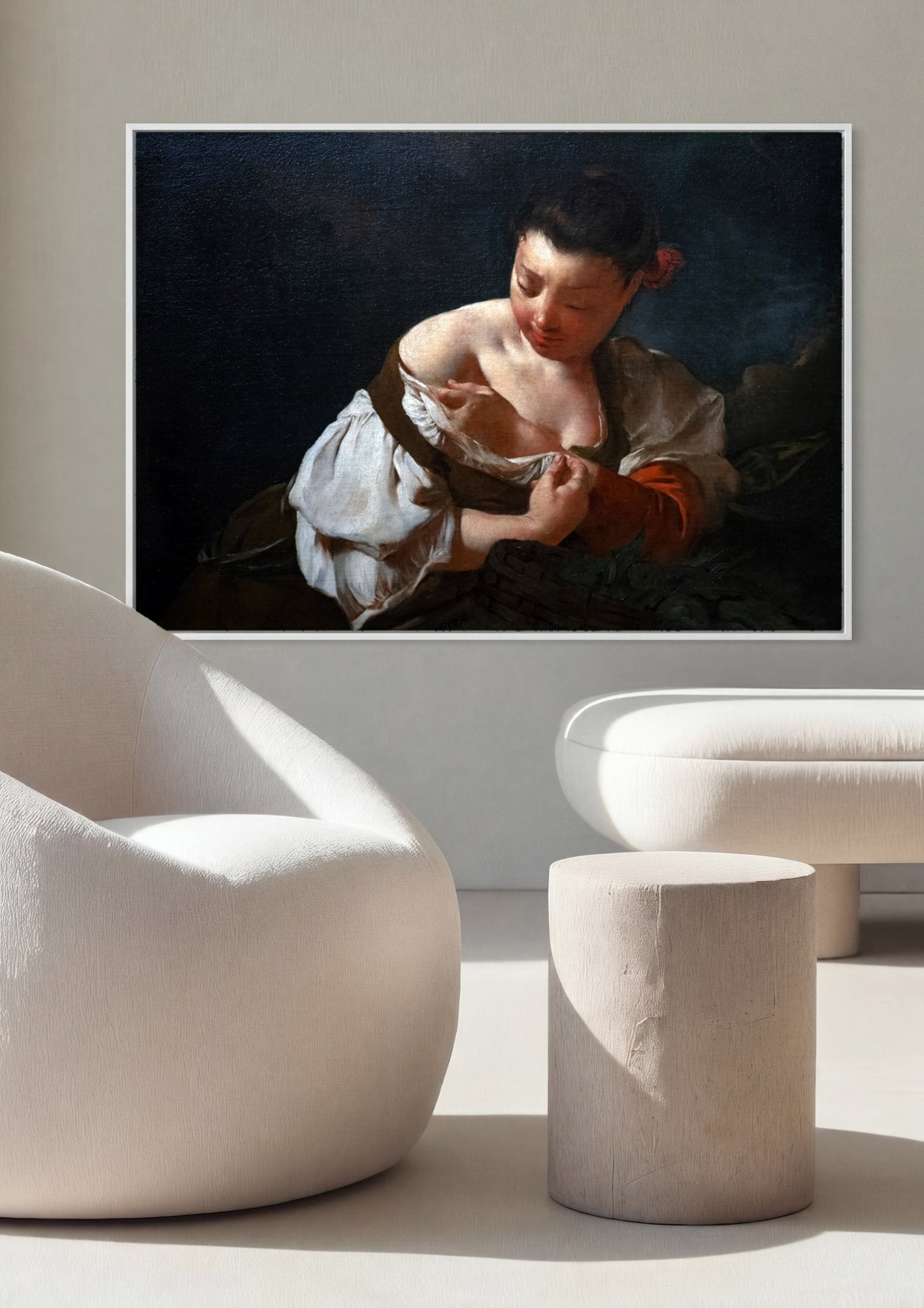 Quadro Decorativo A Jovem Cozinheira - Giovanni Battista Piazzetta em ambiente decorado
