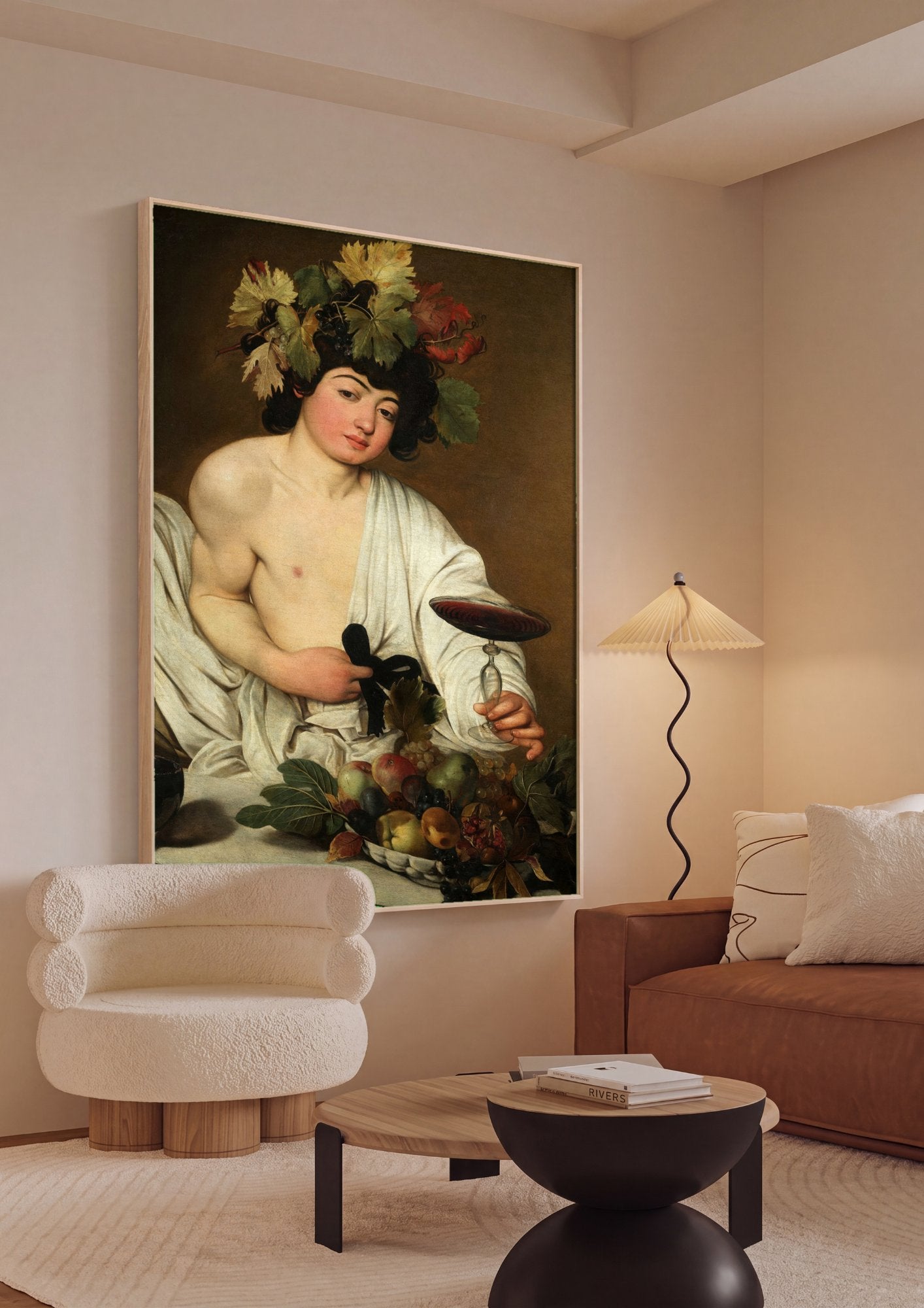 Quadro Decorativo Baco Jovem - Caravaggio em ambiente decorado