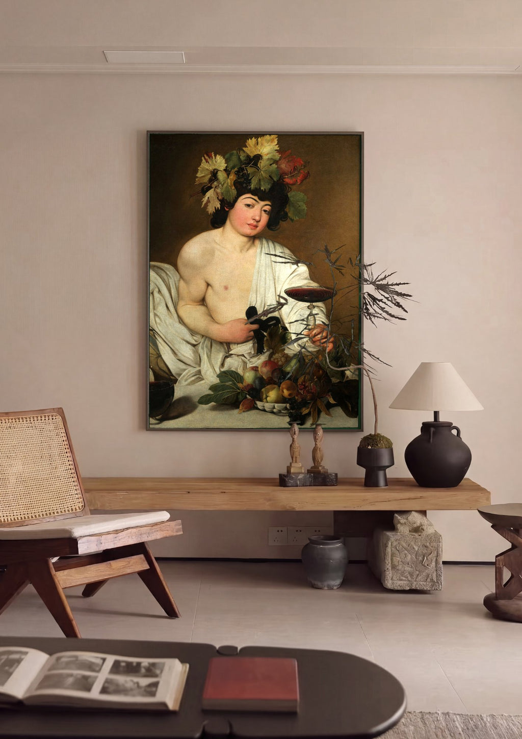 Quadro Decorativo Baco Jovem - Caravaggio em ambiente decorado