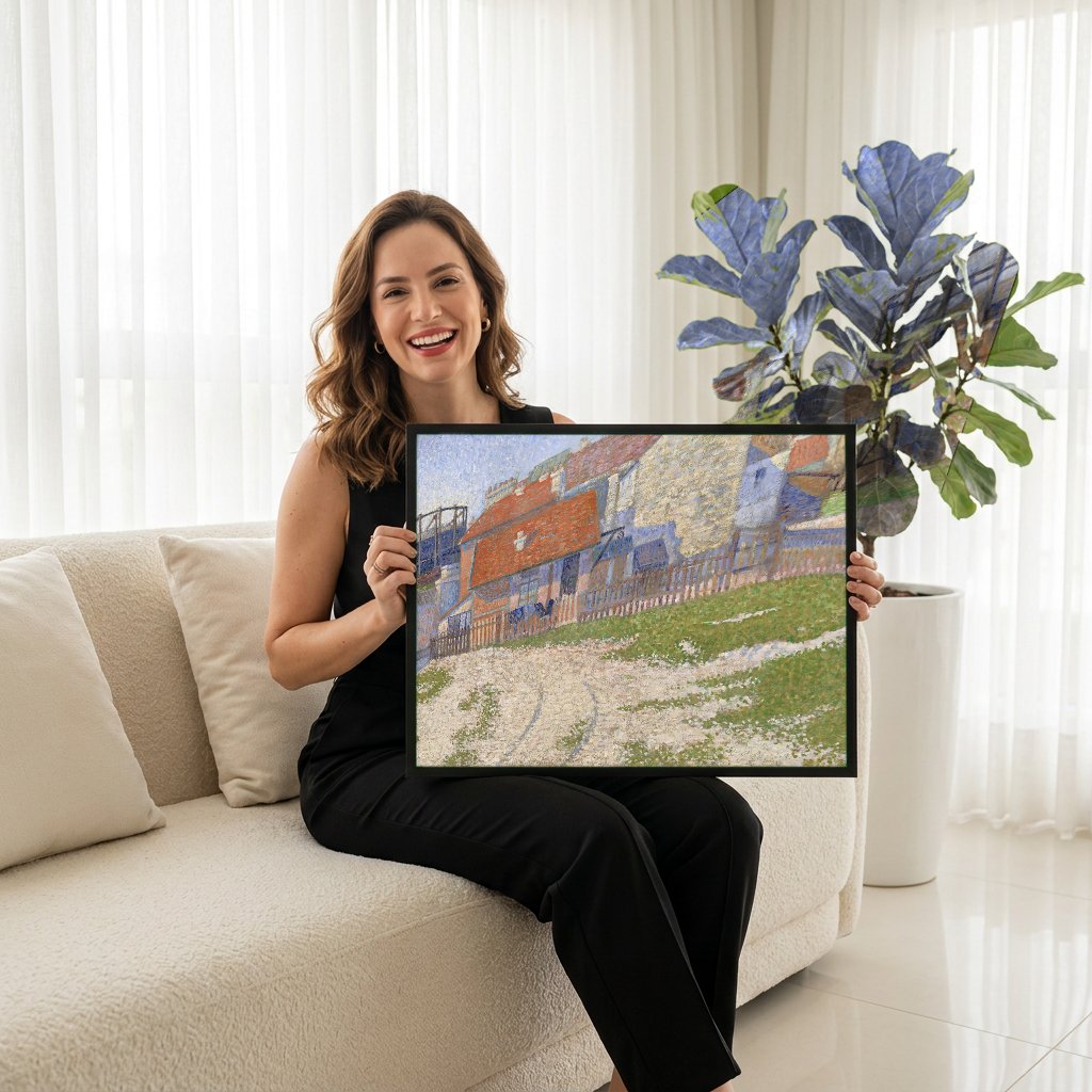 Quadro Decorativo 'As Gaseiras' - Paul Signac com modelo em ambiente