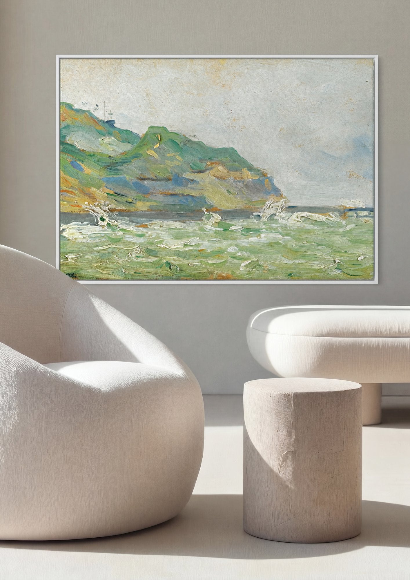 Quadro Decorativo Mar Revolto - Paul Signac em ambiente decorado