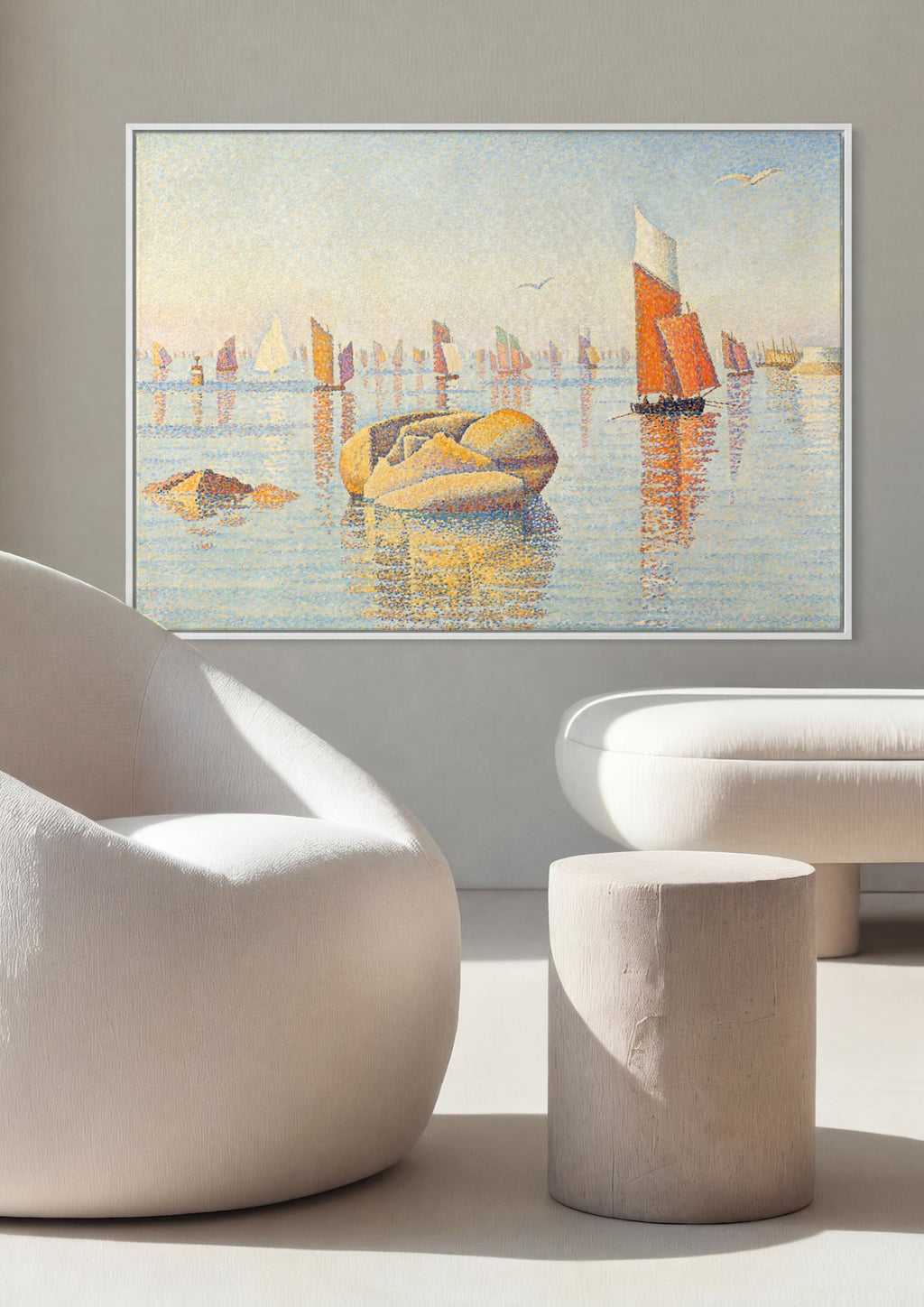 Quadro Decorativo Porto com Barcos - Signac em ambiente decorado