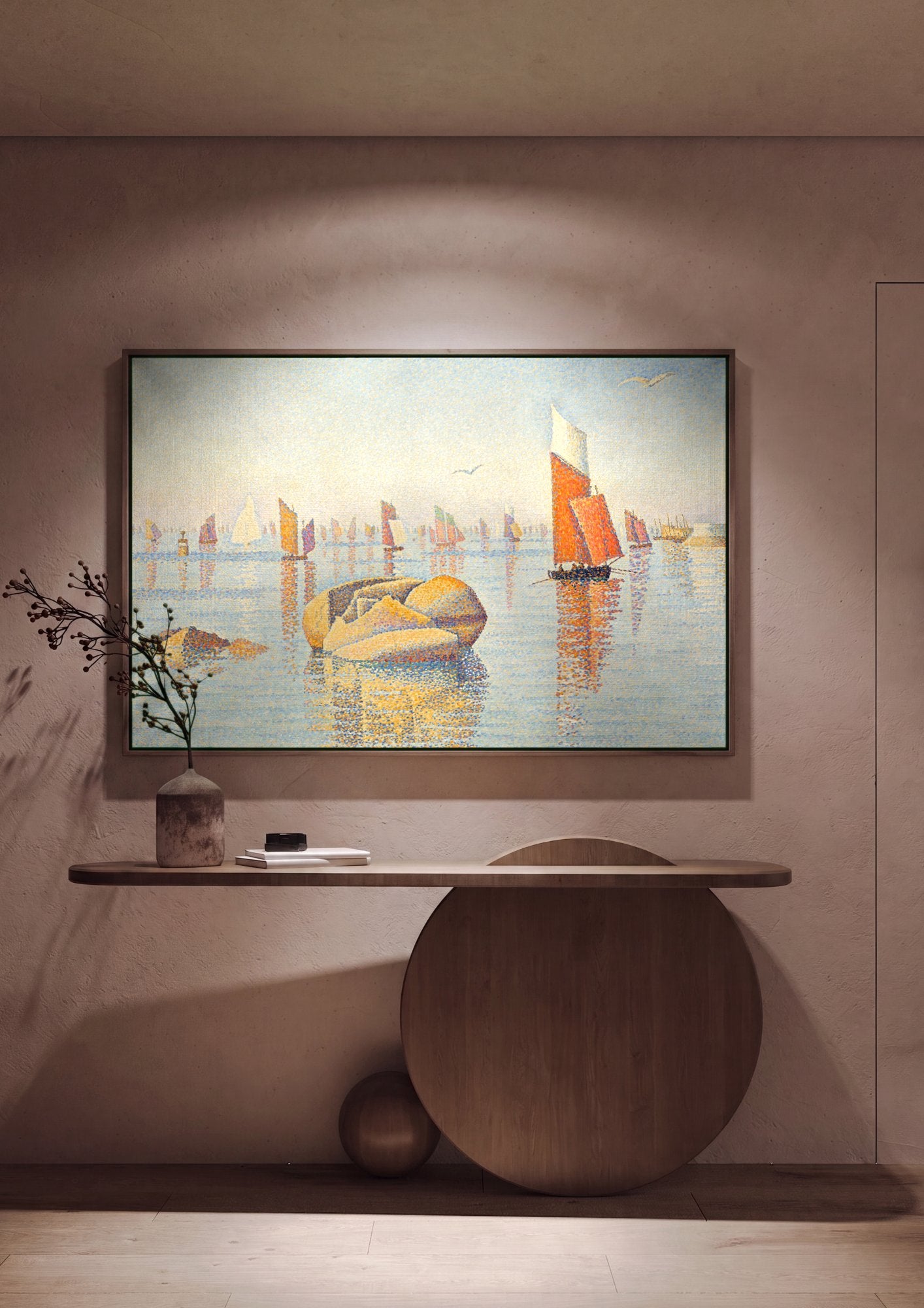 Quadro Decorativo Porto com Barcos - Signac em ambiente decorado