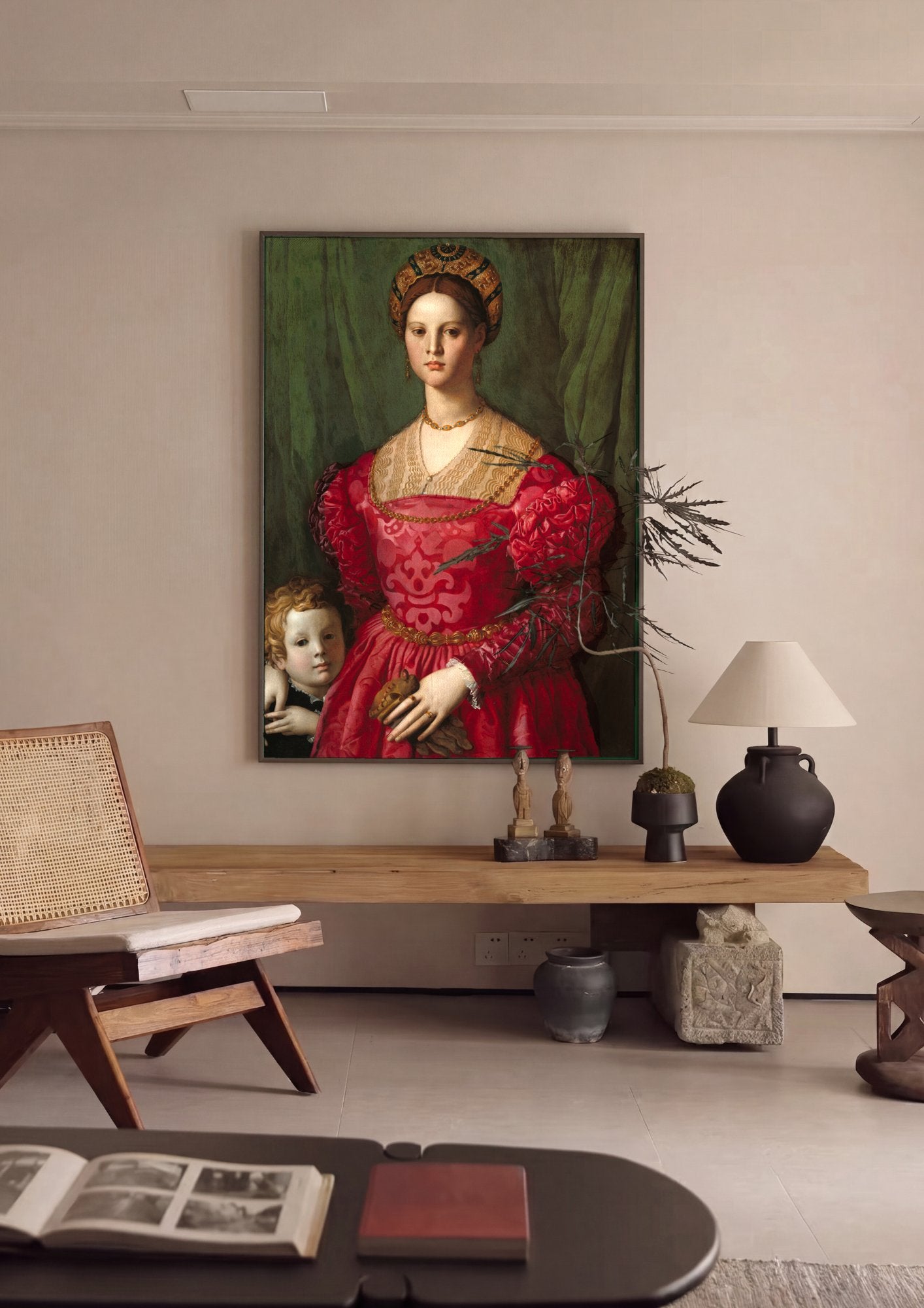 Quadro Decorativo Senhora com Filho - Agnolo Bronzino em ambiente decorado