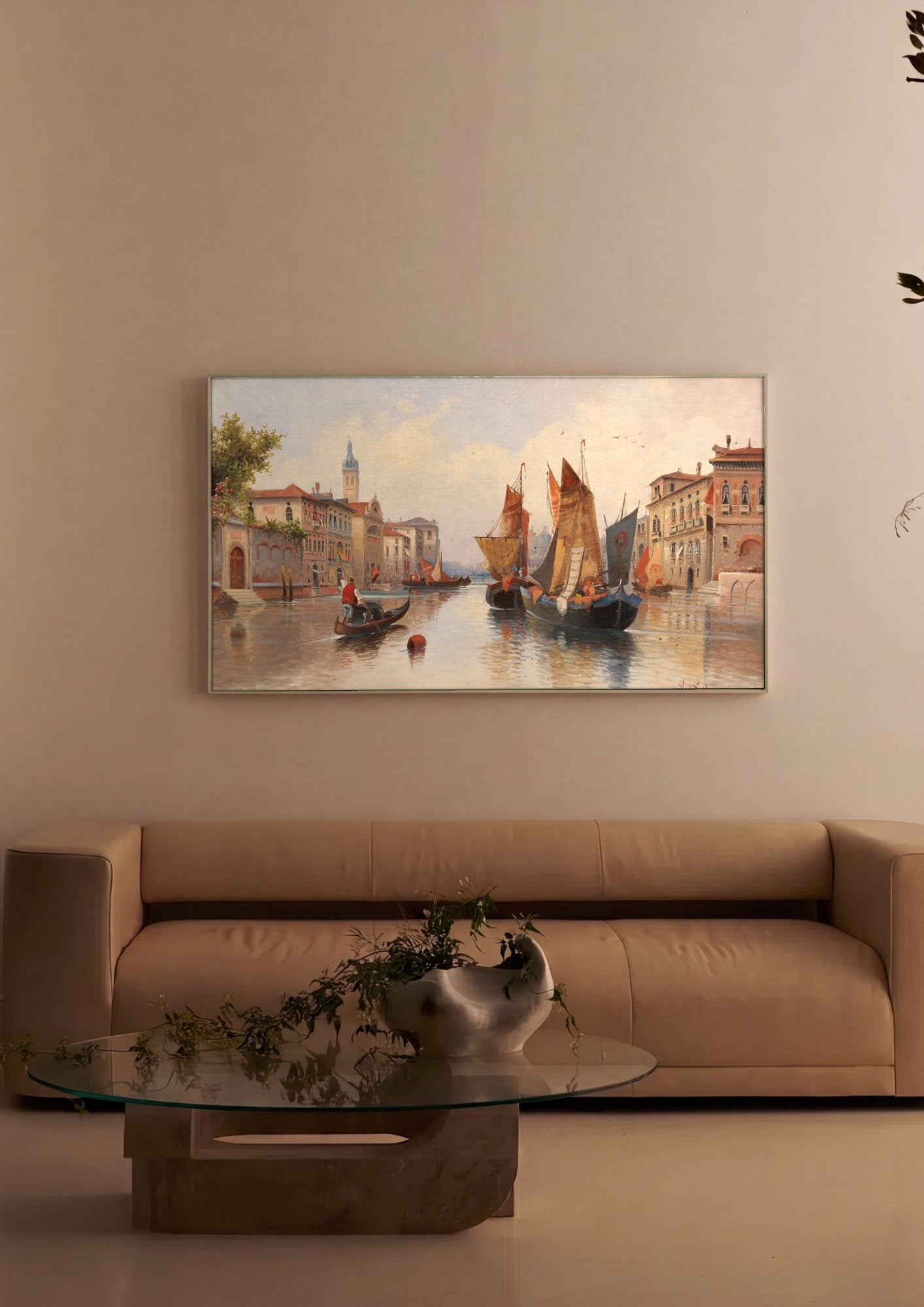 Quadro Decorativo Canal de Veneza com Gôndolas - Karl Kaufmann em ambiente decorado