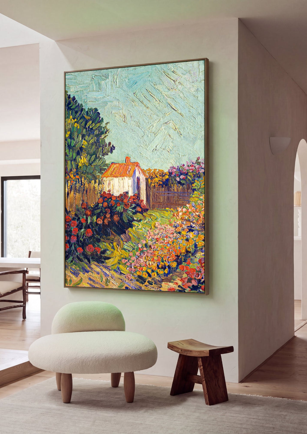 Quadro Decorativo Jardim em Arles - Van Gogh em ambiente decorado