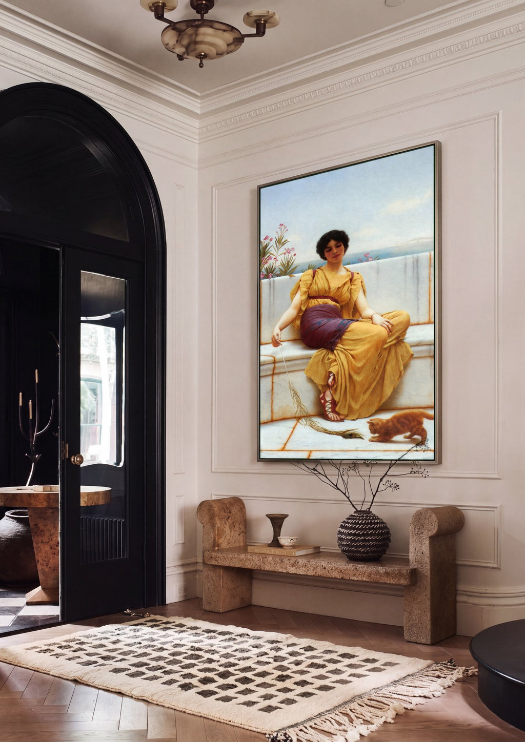 Quadro Decorativo 'Mischief and Repose' - Godward em ambiente decorado