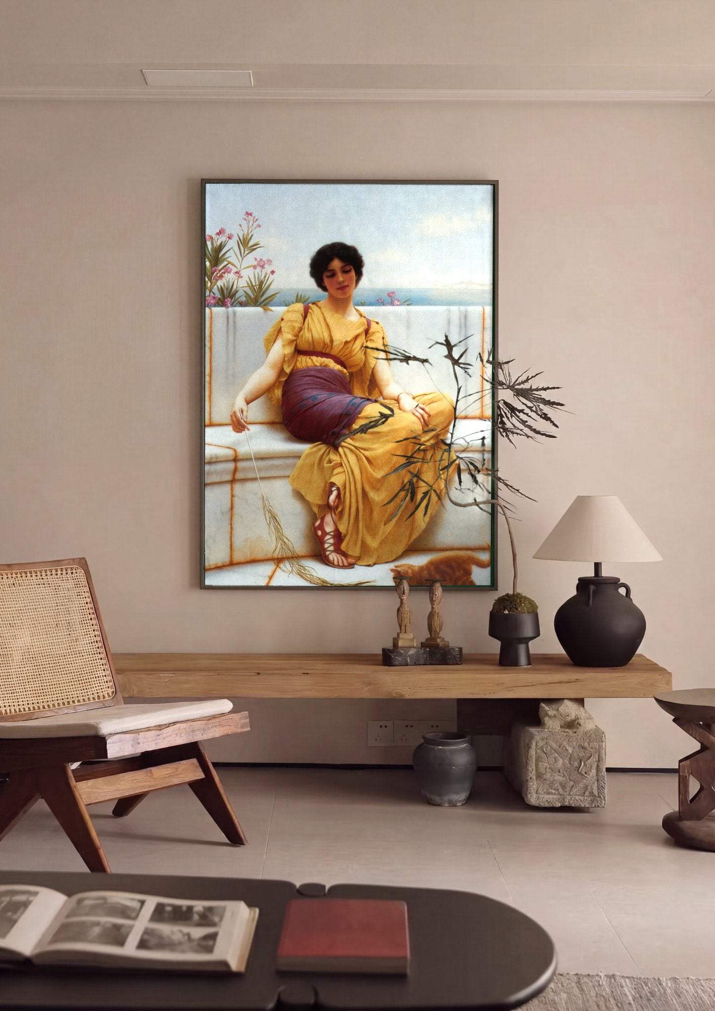 Quadro Decorativo 'Mischief and Repose' - Godward em ambiente decorado