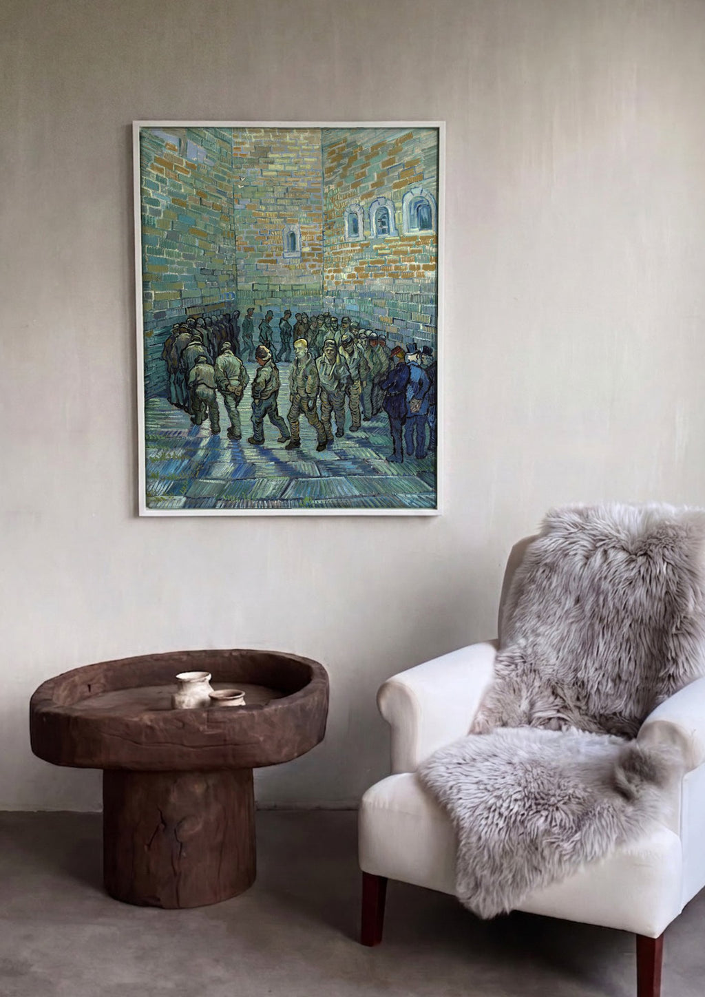 Quadro Decorativo Pátio da Prisão - Van Gogh em ambiente decorado