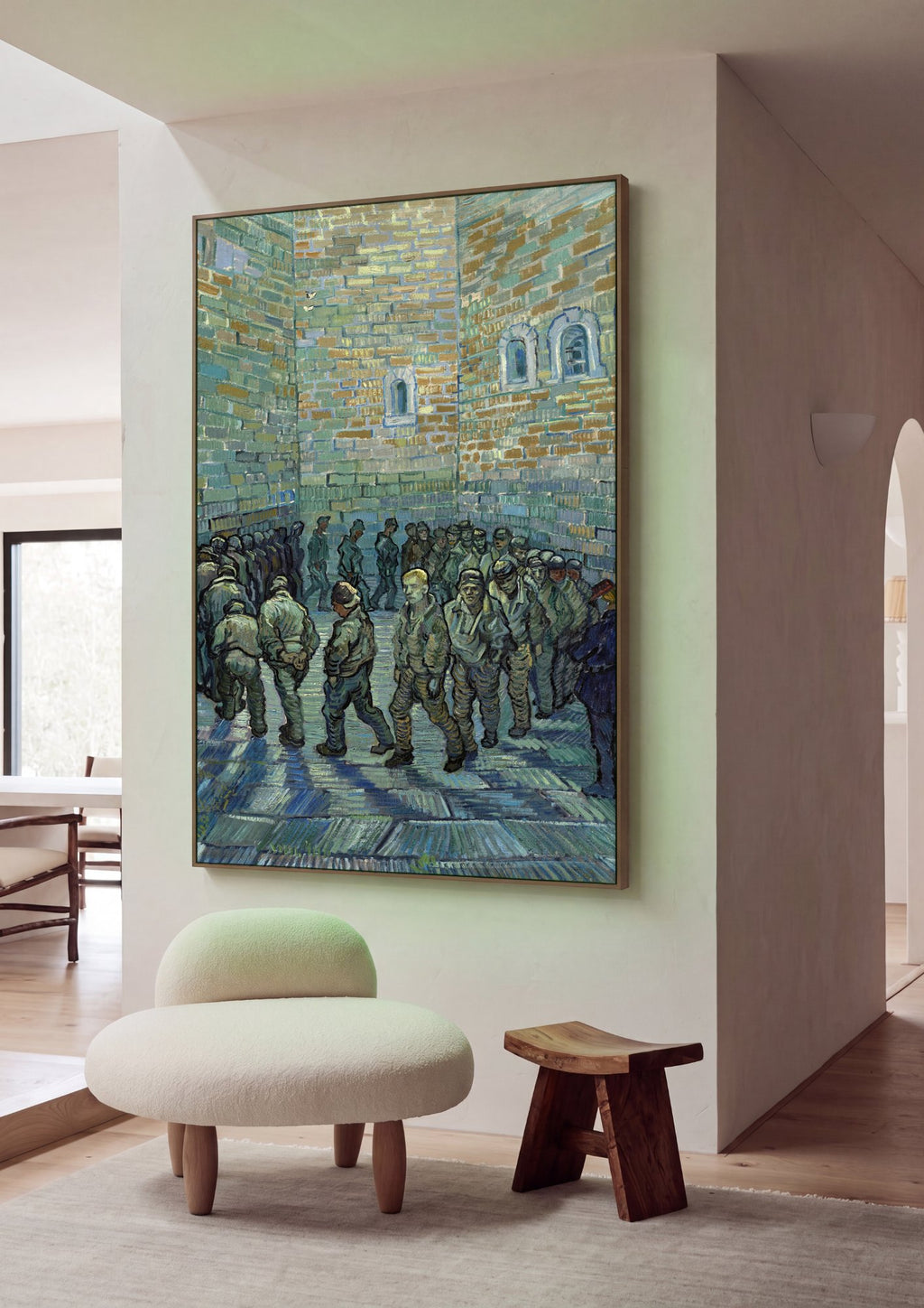 Quadro Decorativo Pátio da Prisão - Van Gogh em ambiente decorado