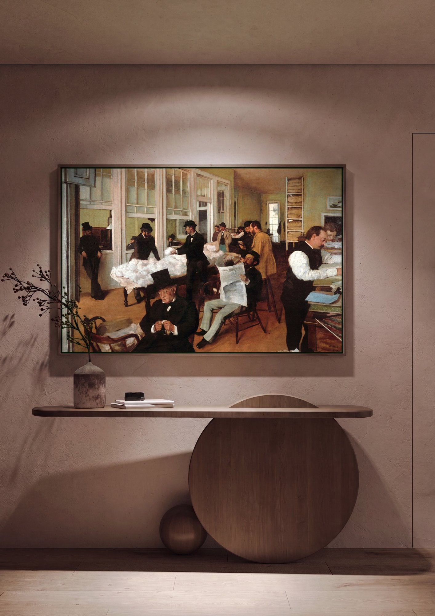 Quadro Decorativo Um Escritório de Algodão em Nova Orleans - Degas em ambiente decorado