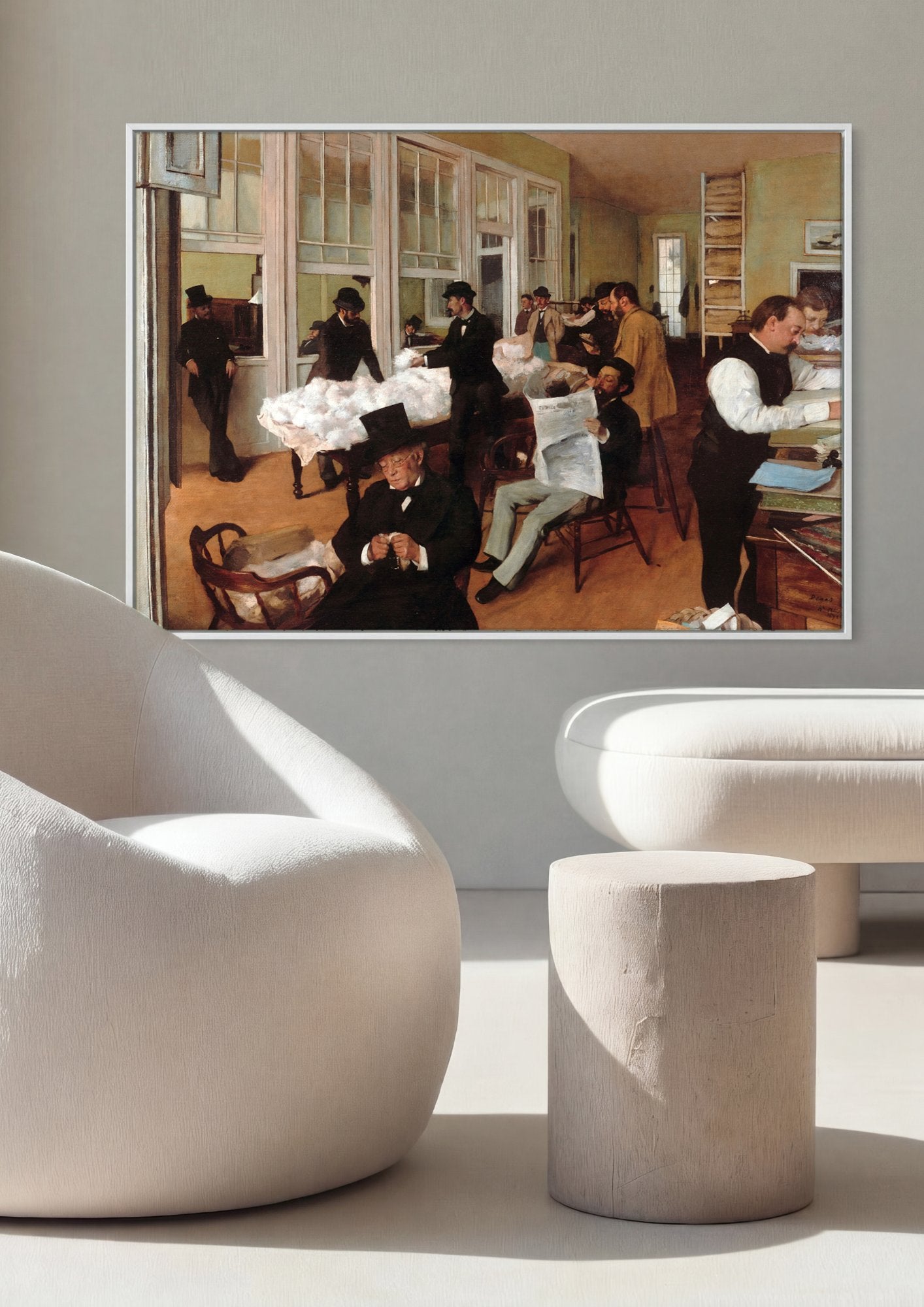 Quadro Decorativo Um Escritório de Algodão em Nova Orleans - Degas em ambiente decorado
