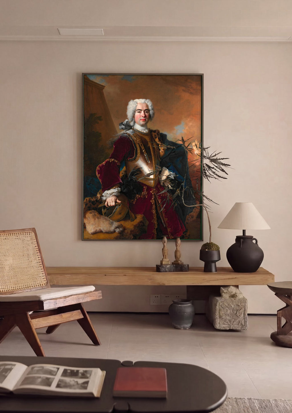 Quadro Decorativo Retrato de Charles-Godefroy de La Tour d'Auvergne - Nicolas de Largillière em ambiente decorado