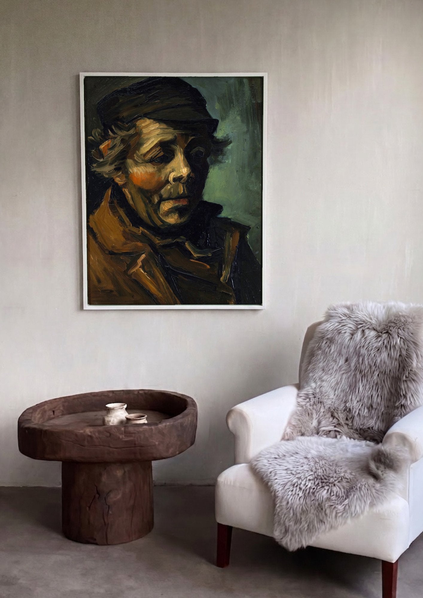 Quadro Decorativo Homem com Boné - Van Gogh em ambiente decorado