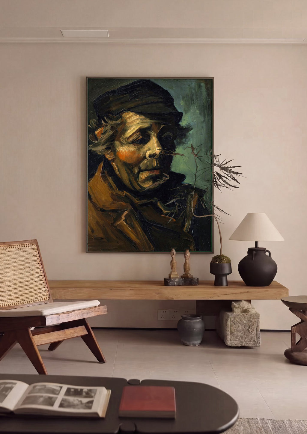 Quadro Decorativo Homem com Boné - Van Gogh em ambiente decorado