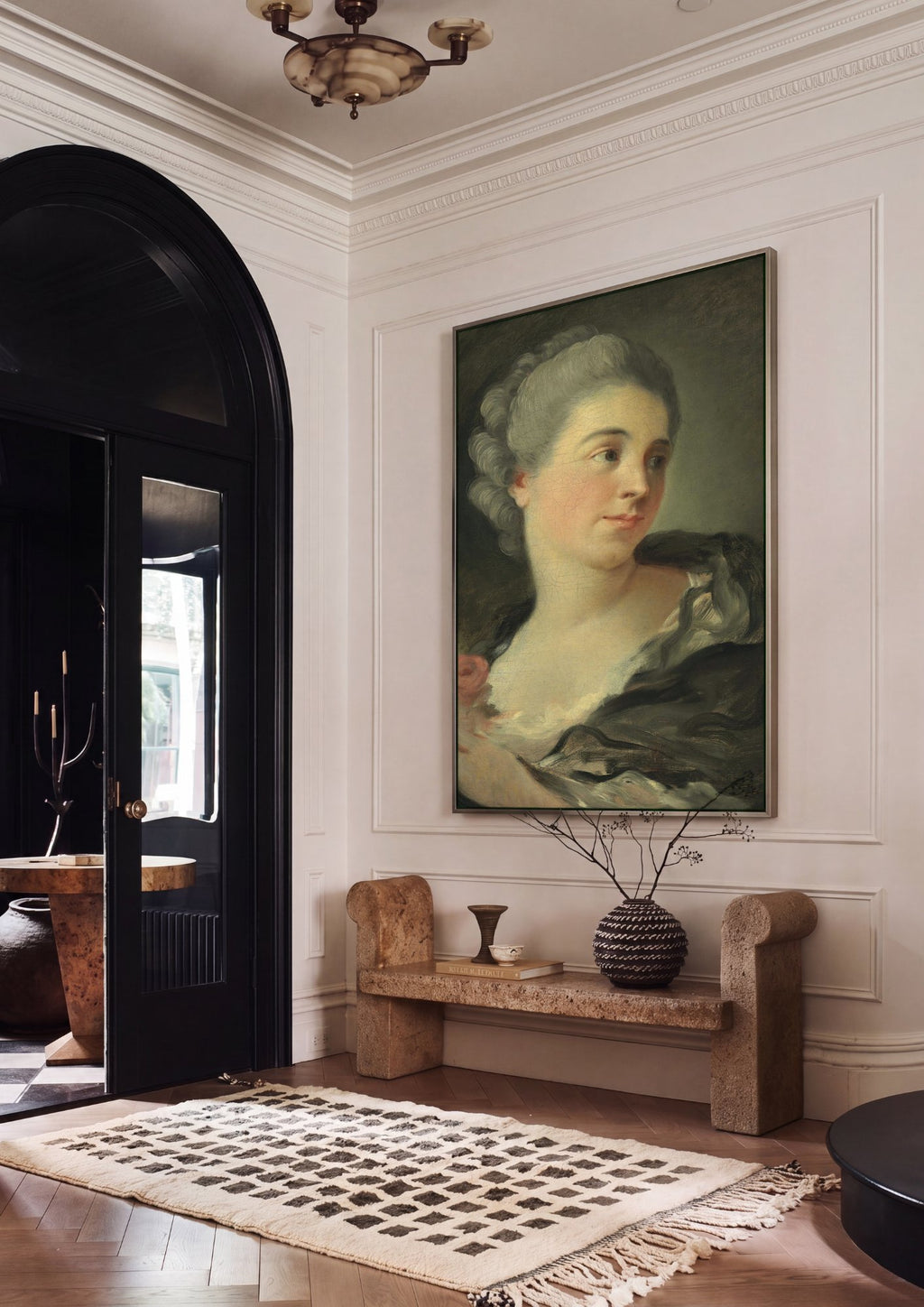 Quadro Decorativo Retrato de Dama - Fragonard em ambiente decorado