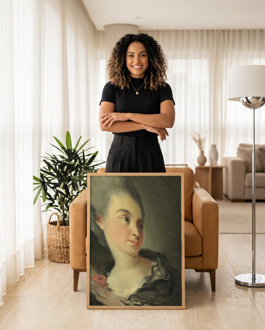 Quadro Decorativo Retrato de Dama - Fragonard com modelo em ambiente