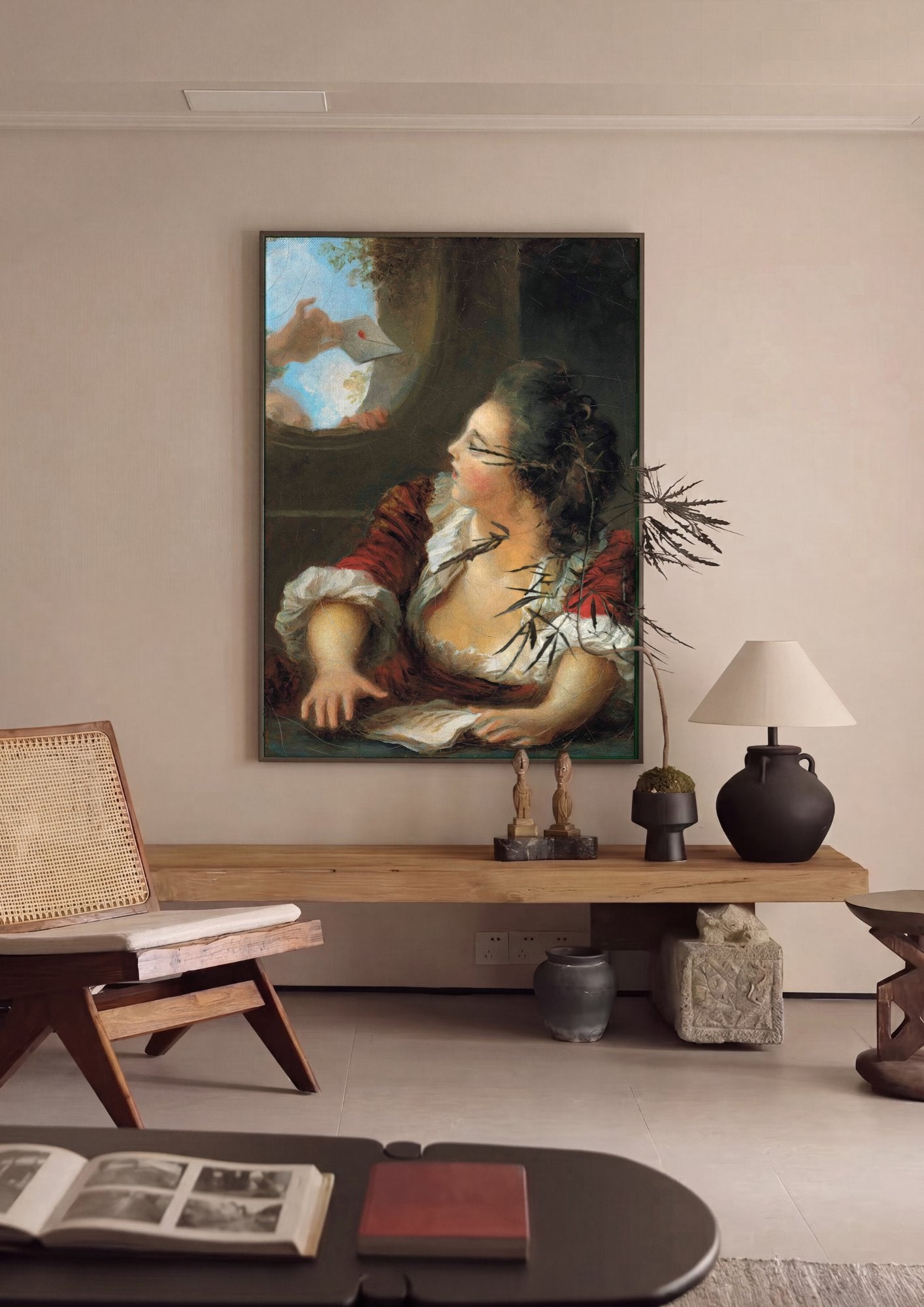 Quadro Decorativo A Carta de Amor - Fragonard em ambiente decorado