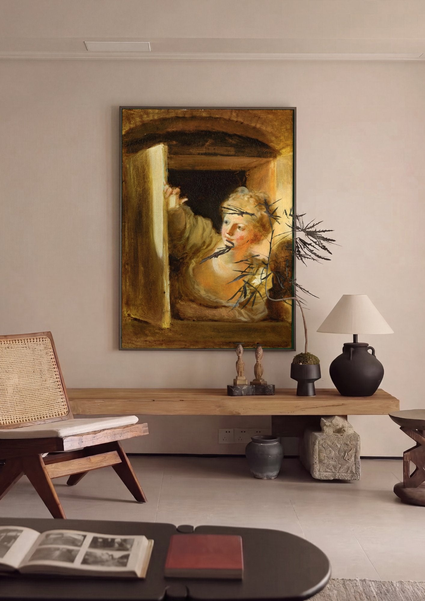 Quadro Decorativo A Jovem Curiosa - Fragonard em ambiente decorado
