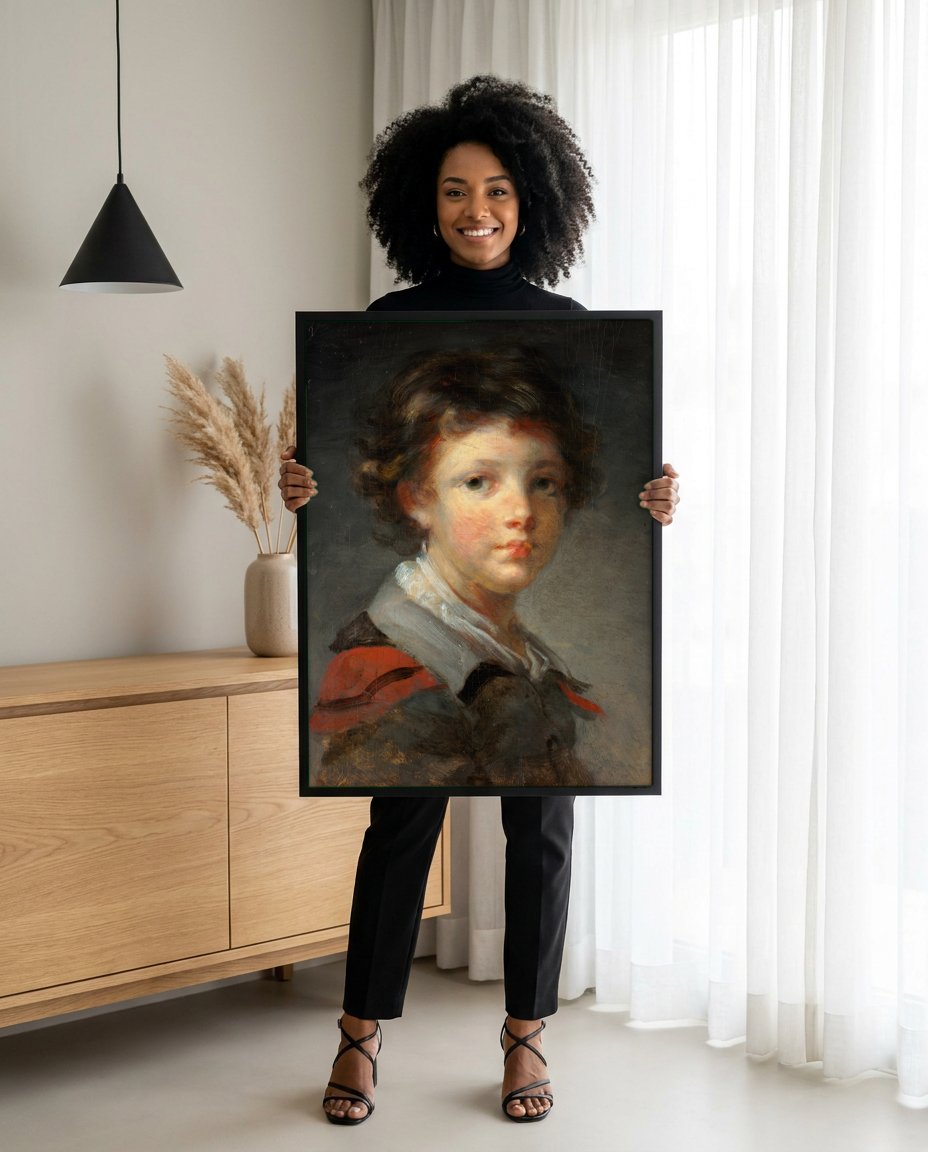 Quadro Decorativo O Jovem Artista - Fragonard com modelo em ambiente