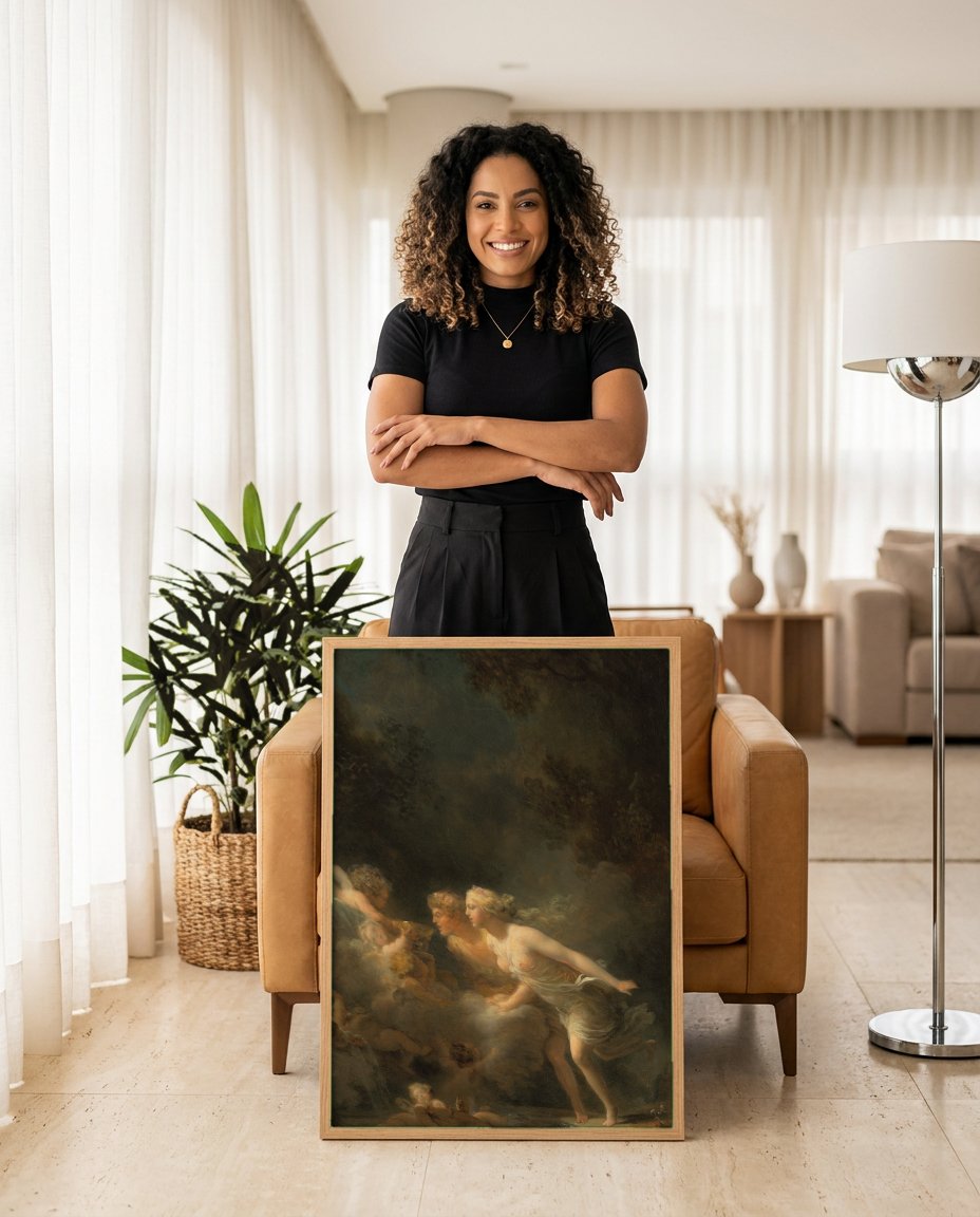 Quadro Decorativo A Fonte do Amor - Fragonard com modelo em ambiente