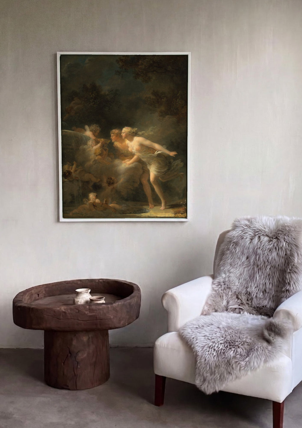 Quadro Decorativo A Fonte do Amor - Fragonard em ambiente decorado